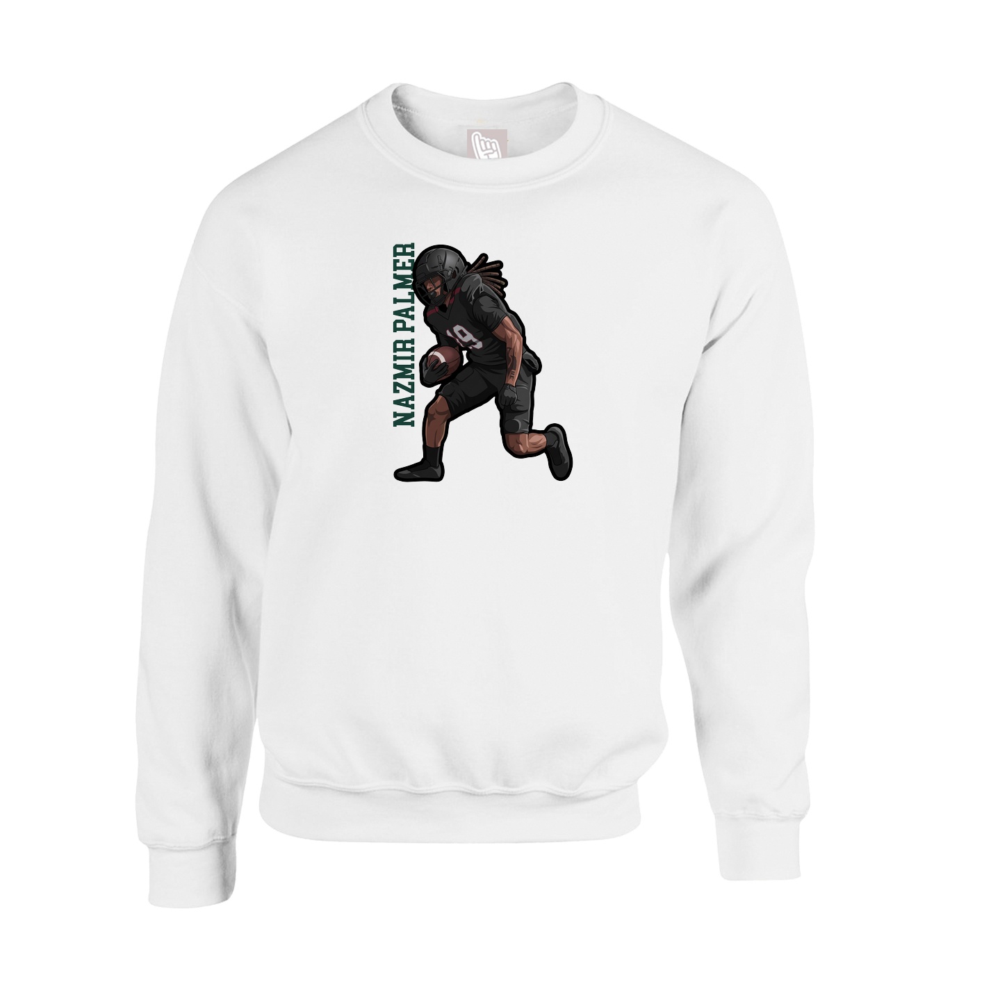 Fleece Crew — Name Vertical in White