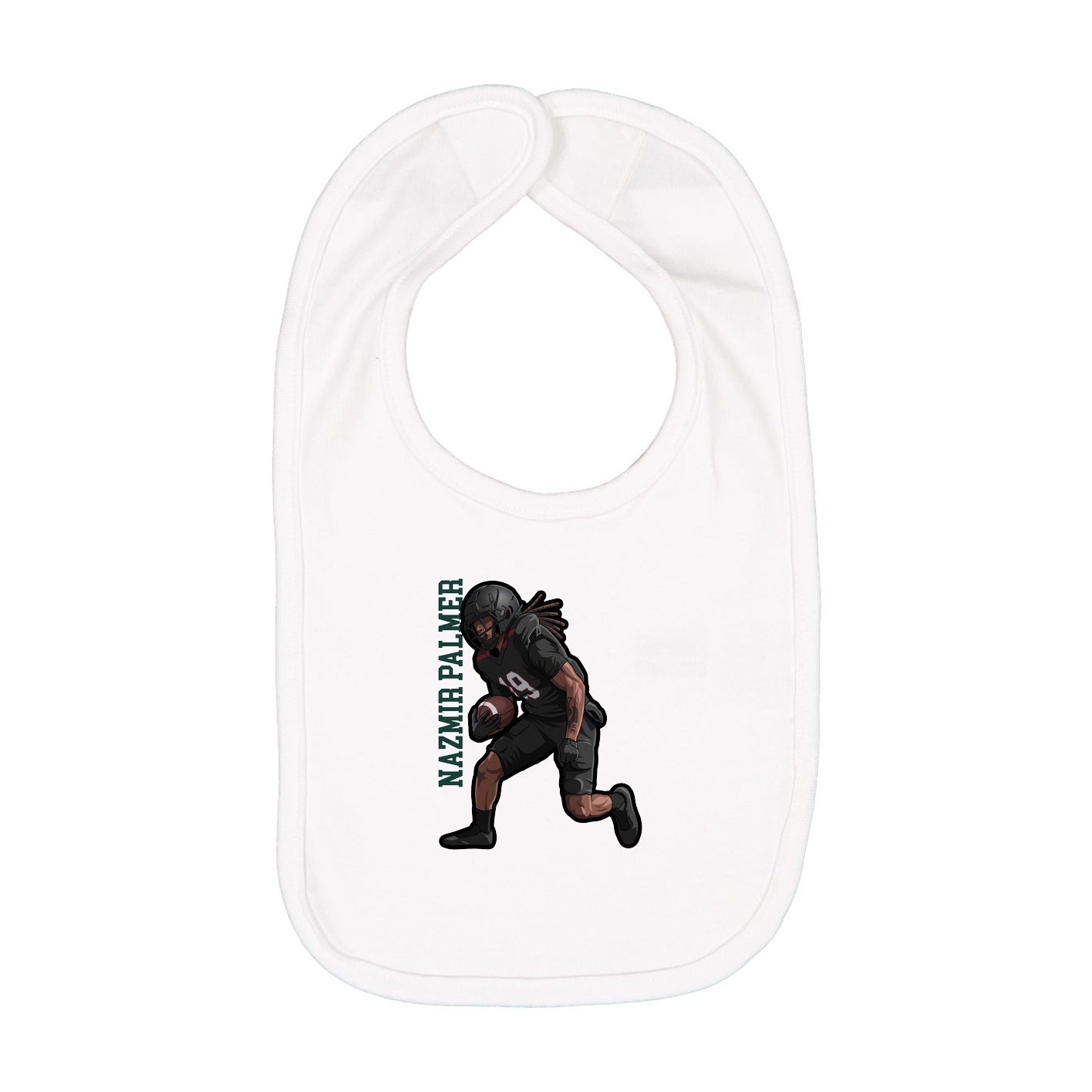 Infant Bib — Name Vertical in White