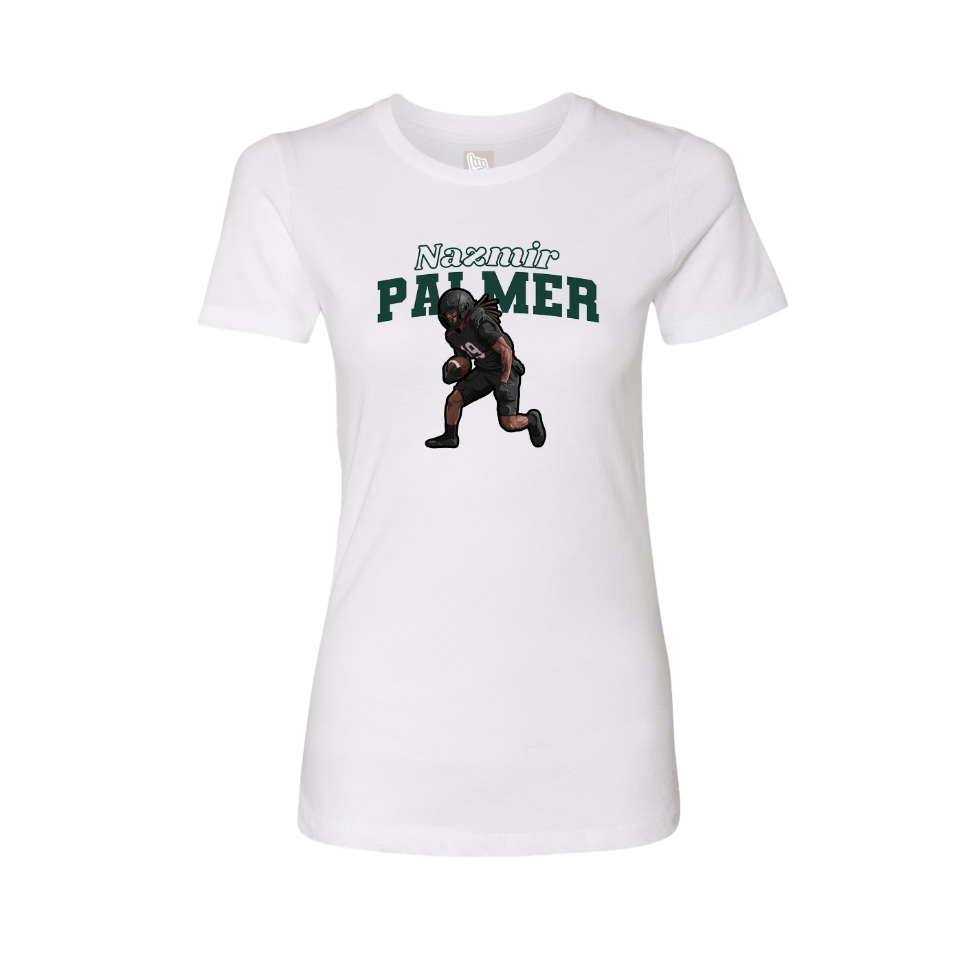 Fitted Women's Tee — Name Arch in White