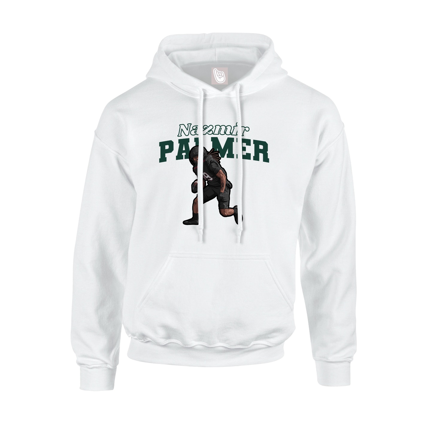 Youth Hoodie — Name Arch in White