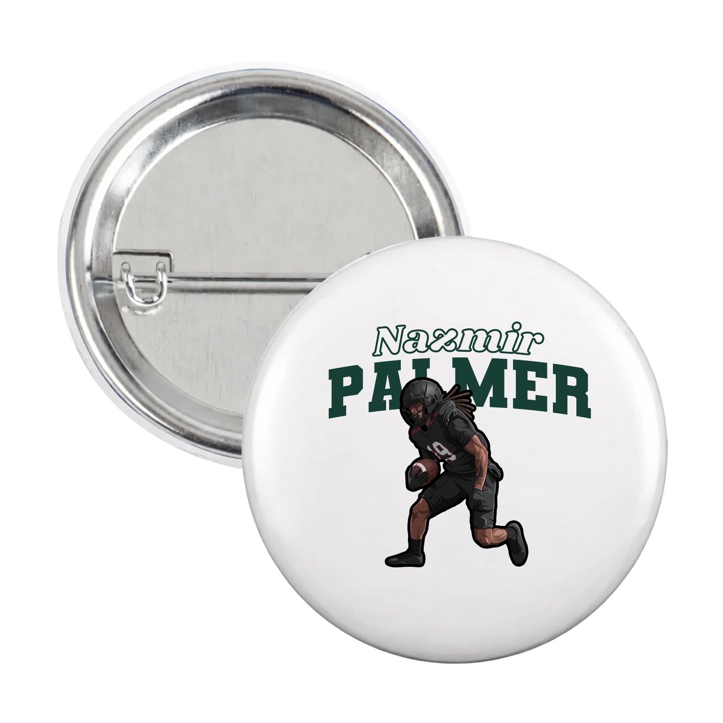 Game Day Button — Name Arch in White