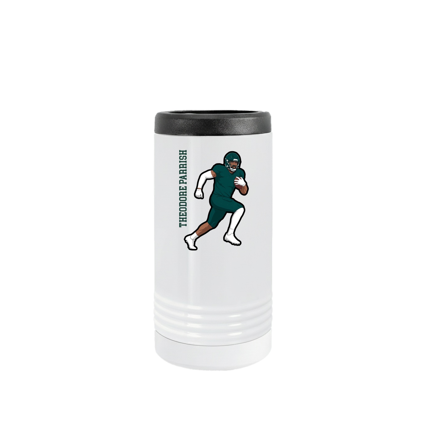 Slim Beverage Holder — Name Vertical in White