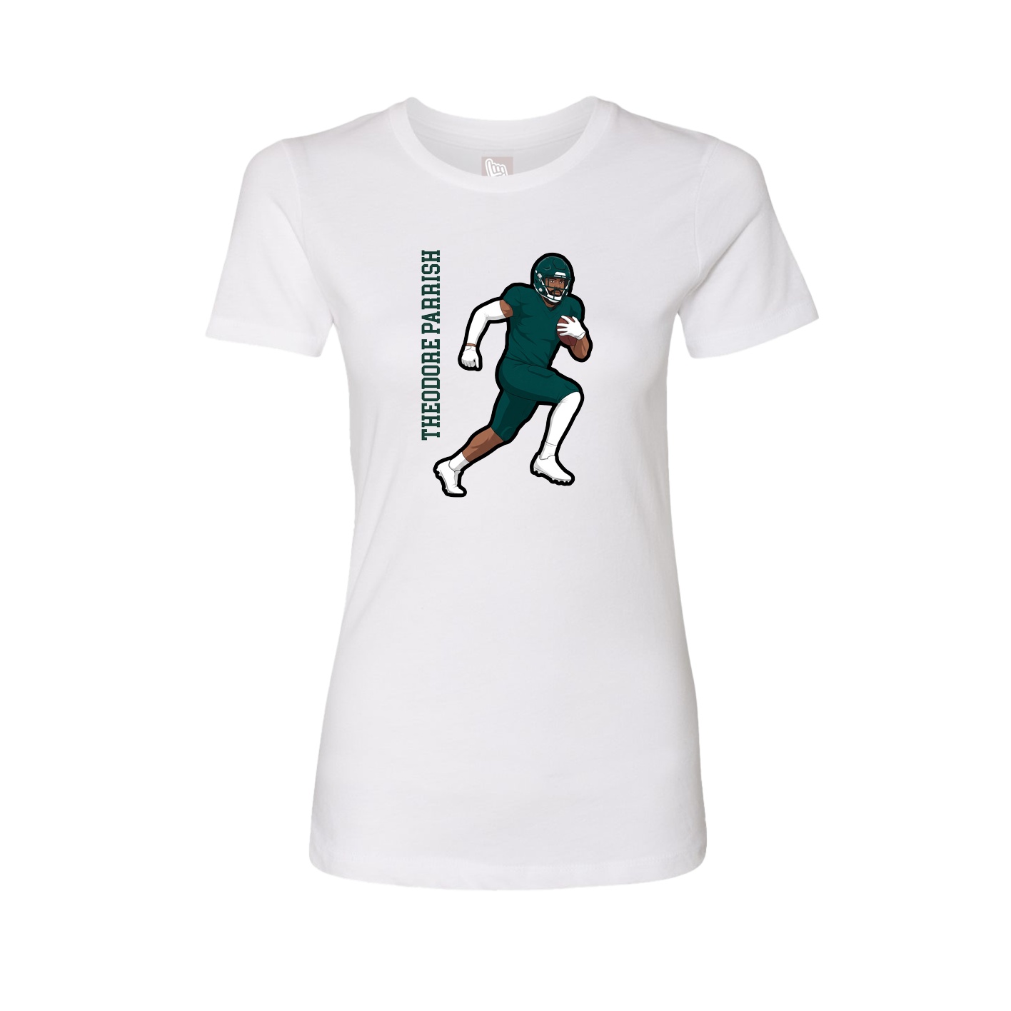 Fitted Women's Tee — Name Vertical in White
