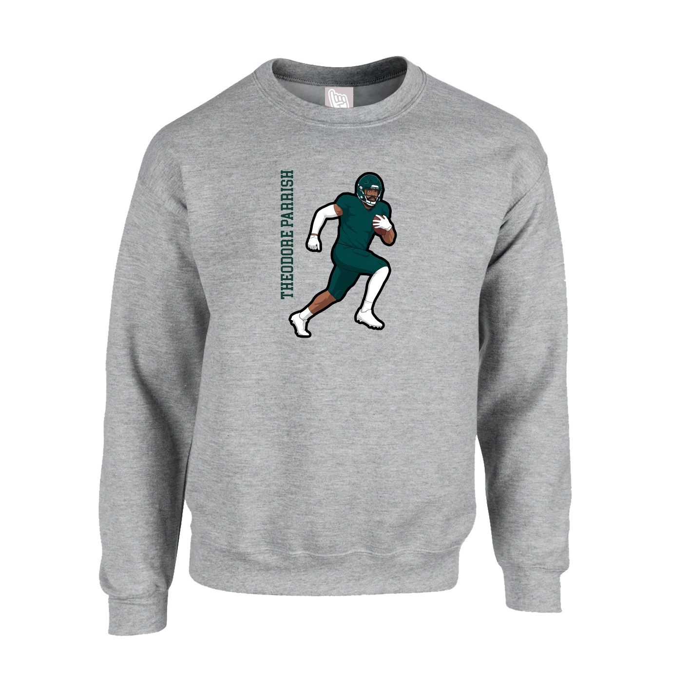 Fleece Crew — Name Vertical in Grey