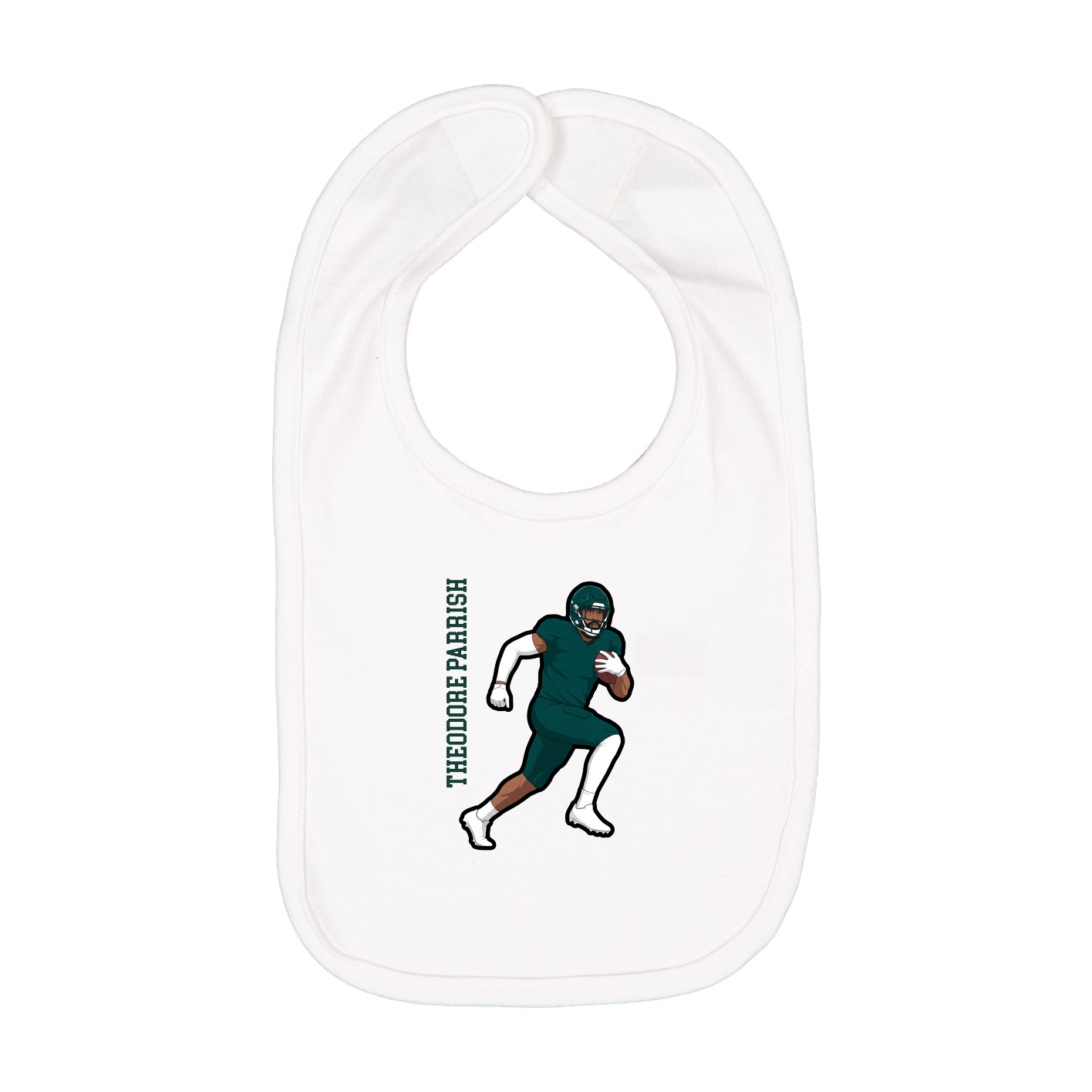 Infant Bib — Name Vertical in White