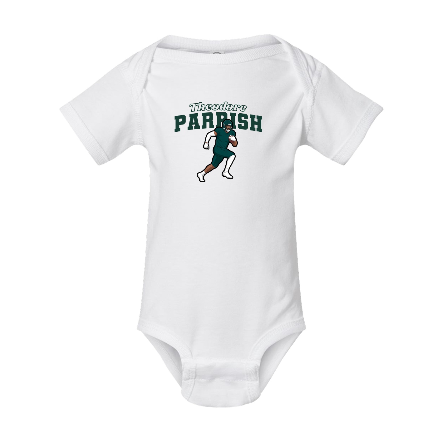 Baby Onesie — Name Arch in White