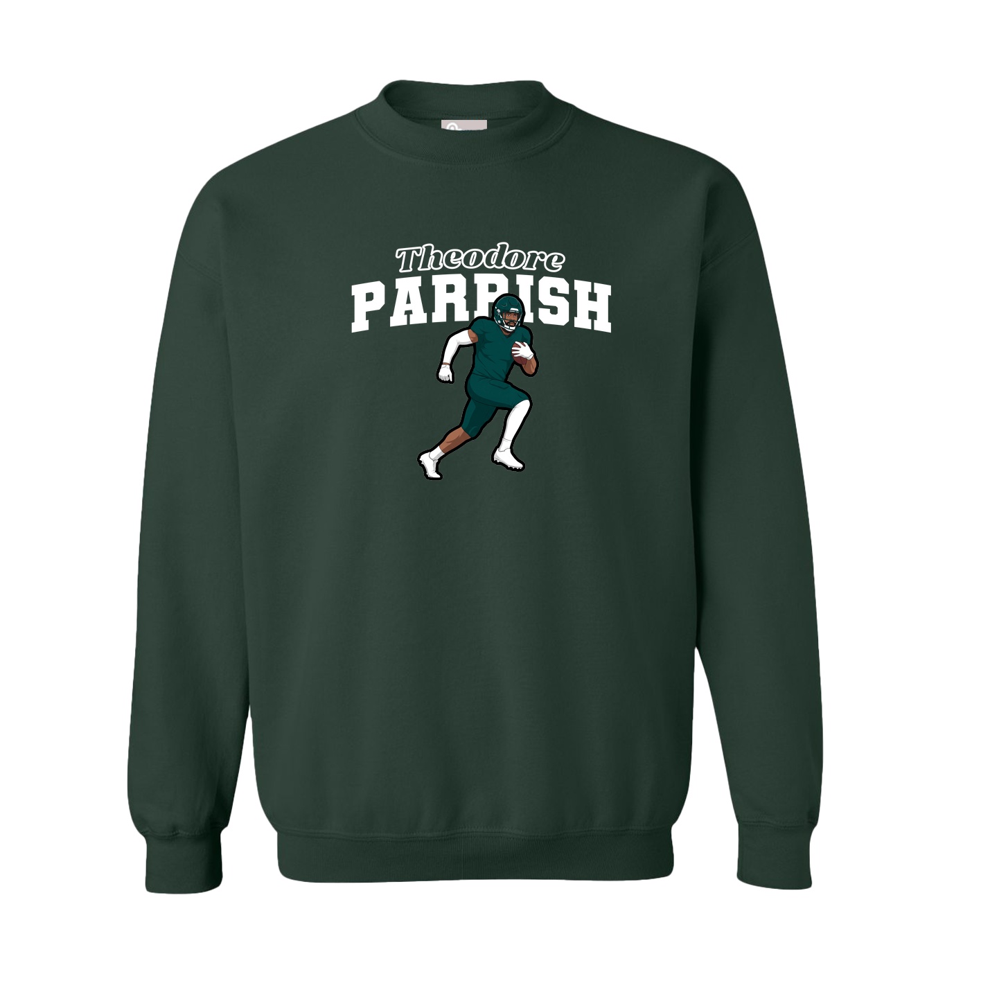 Fleece Crew — Name Arch in Green
