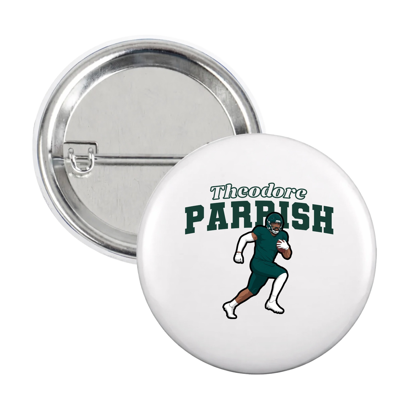 Game Day Button — Name Arch in White