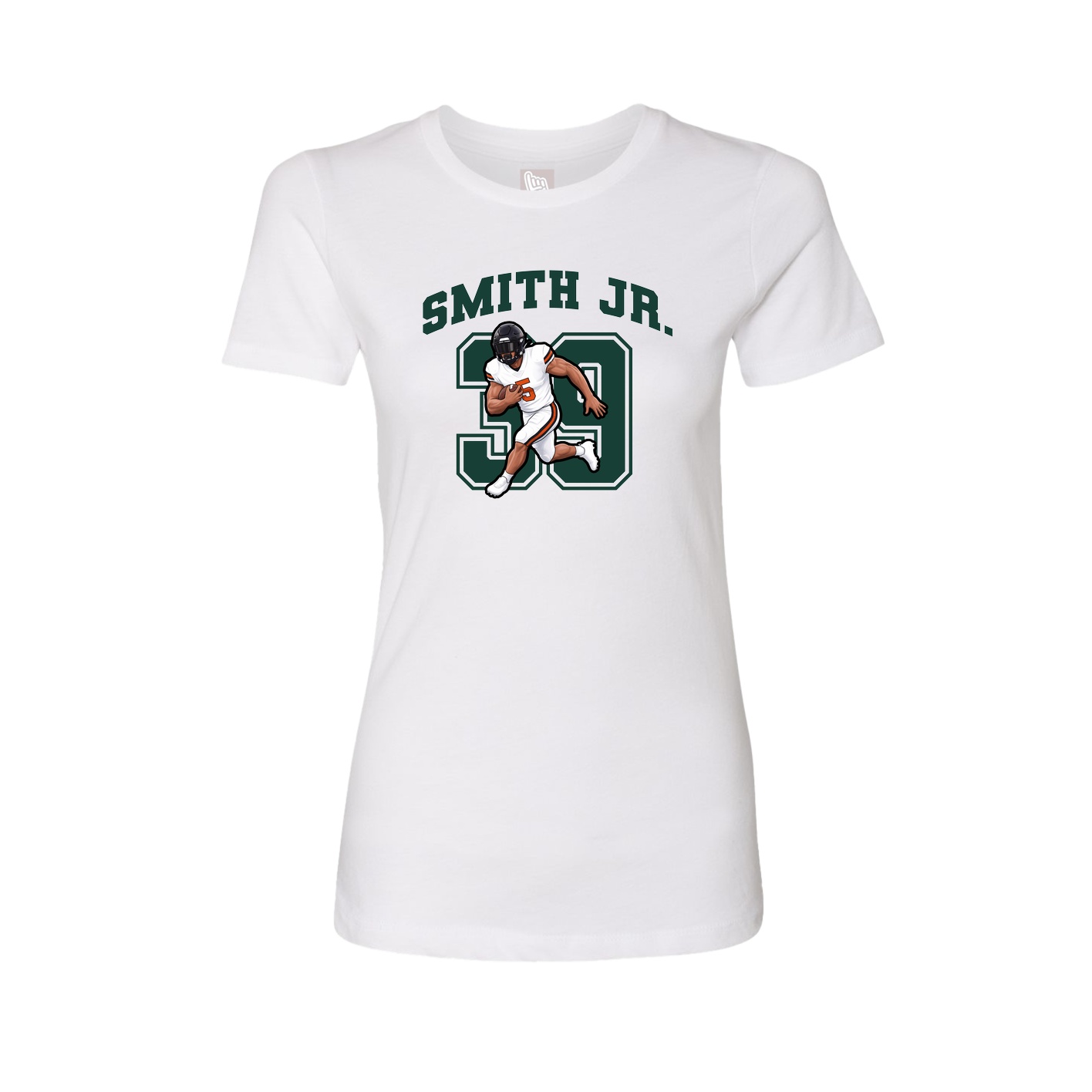Fitted Women's Tee — Number in White