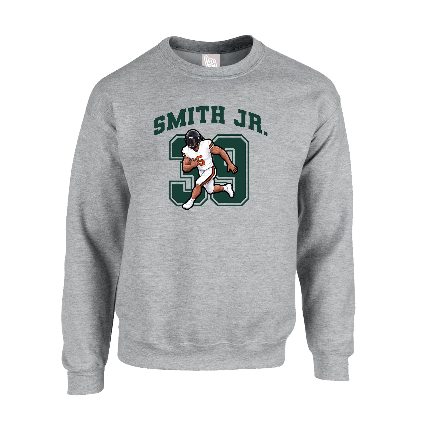 Fleece Crew — Number in Grey
