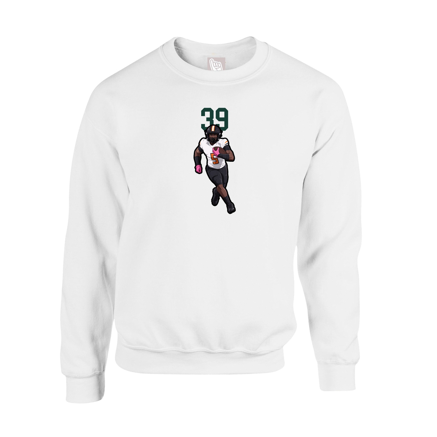 Fleece Crew — Number Top in White