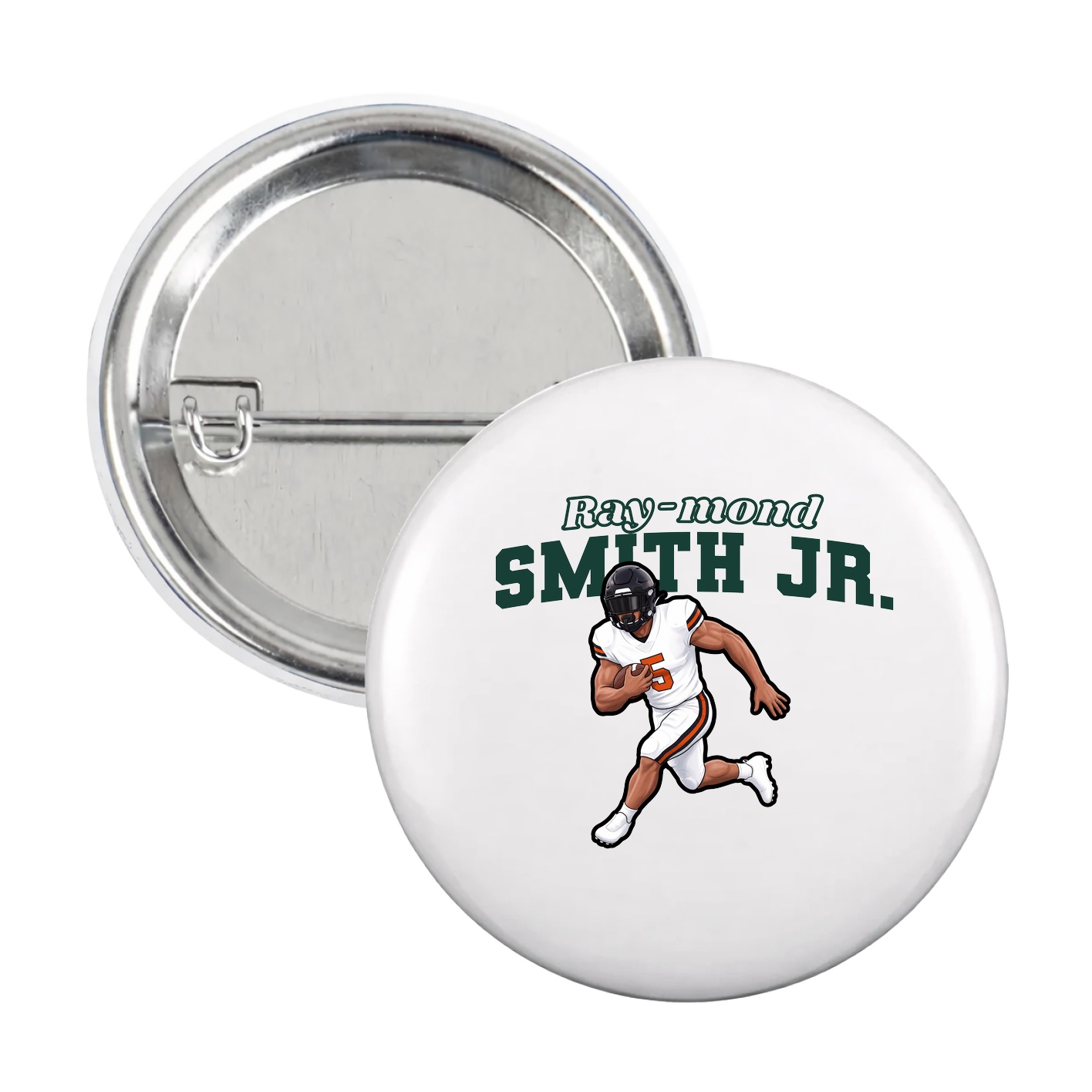 Game Day Button — Name Arch in White