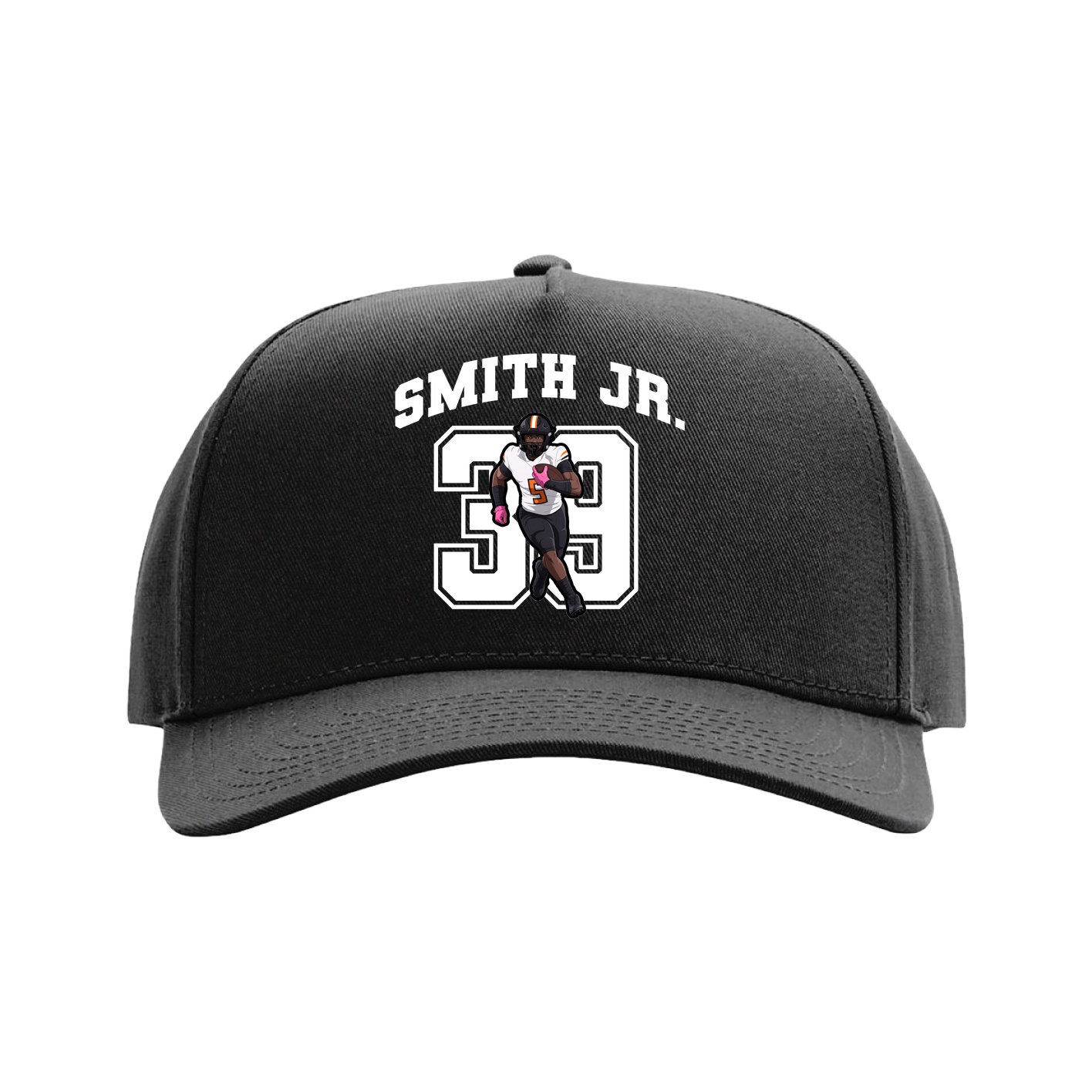 Full Fabric Five-Panel Champ Cap — Number in Black