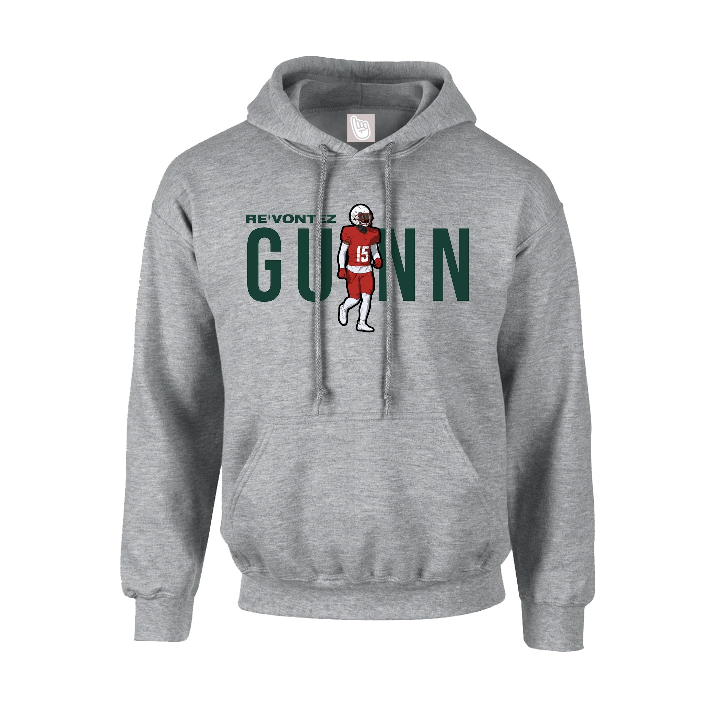 Youth Hoodie — Player Name in Grey