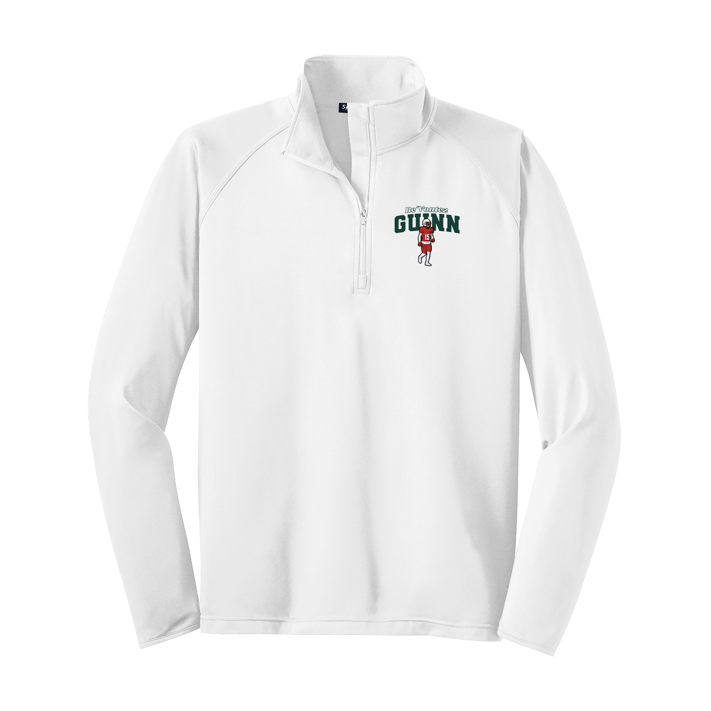 Q-Zip Pullover — Name Arch in White