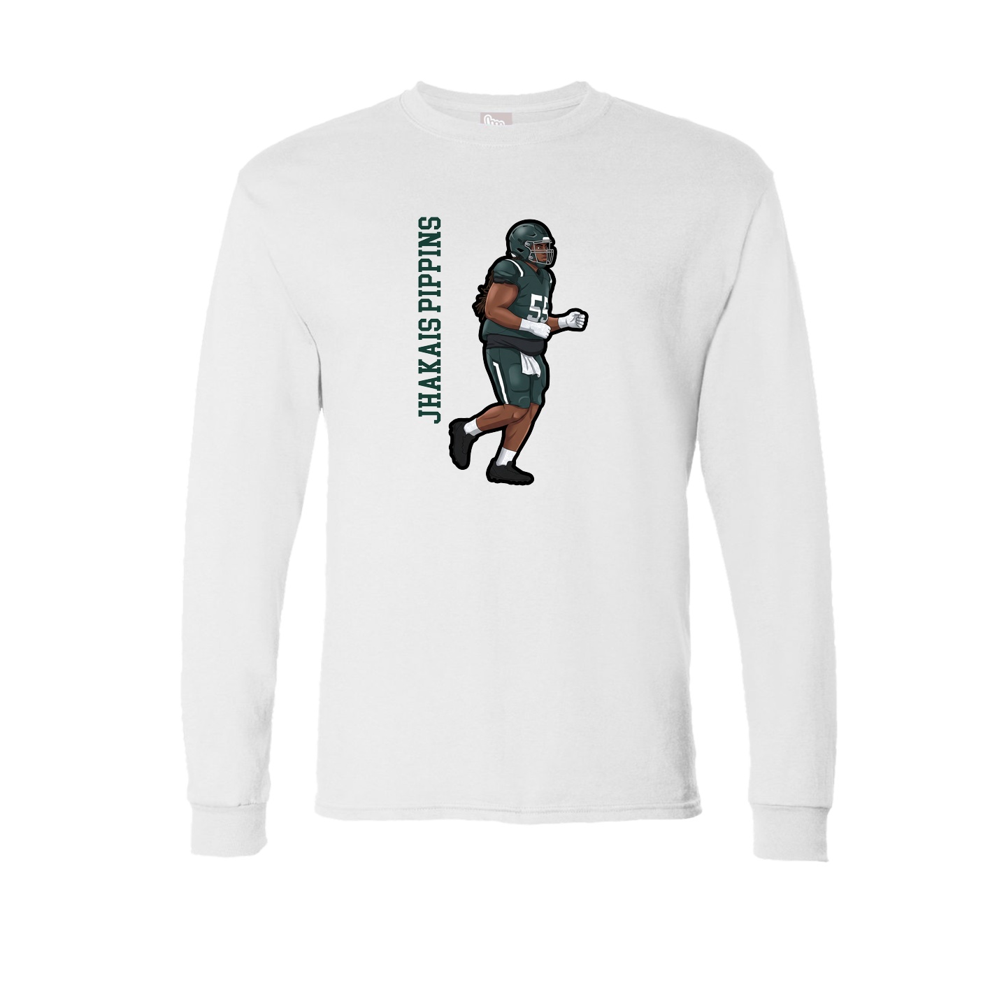 Long Sleeve Tee — Name Vertical in White