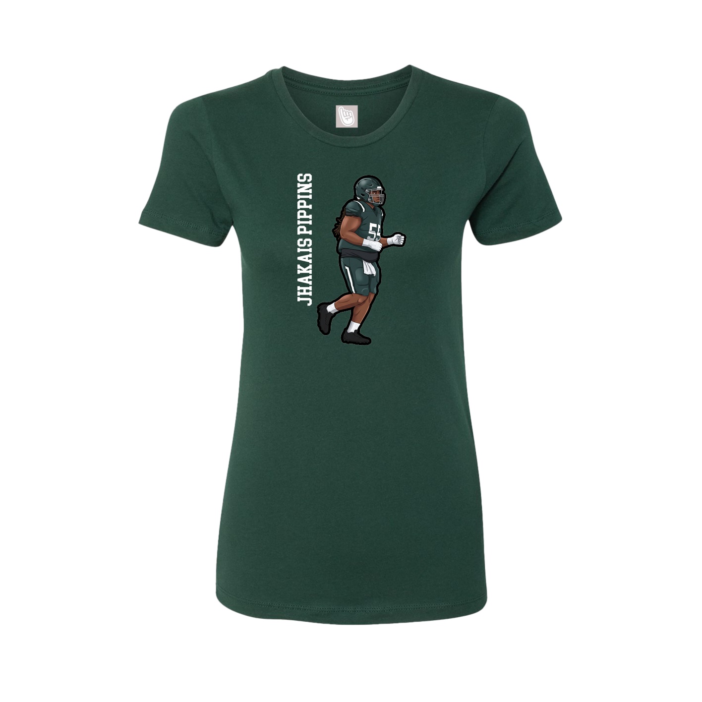 Fitted Women's Tee — Name Vertical in Green