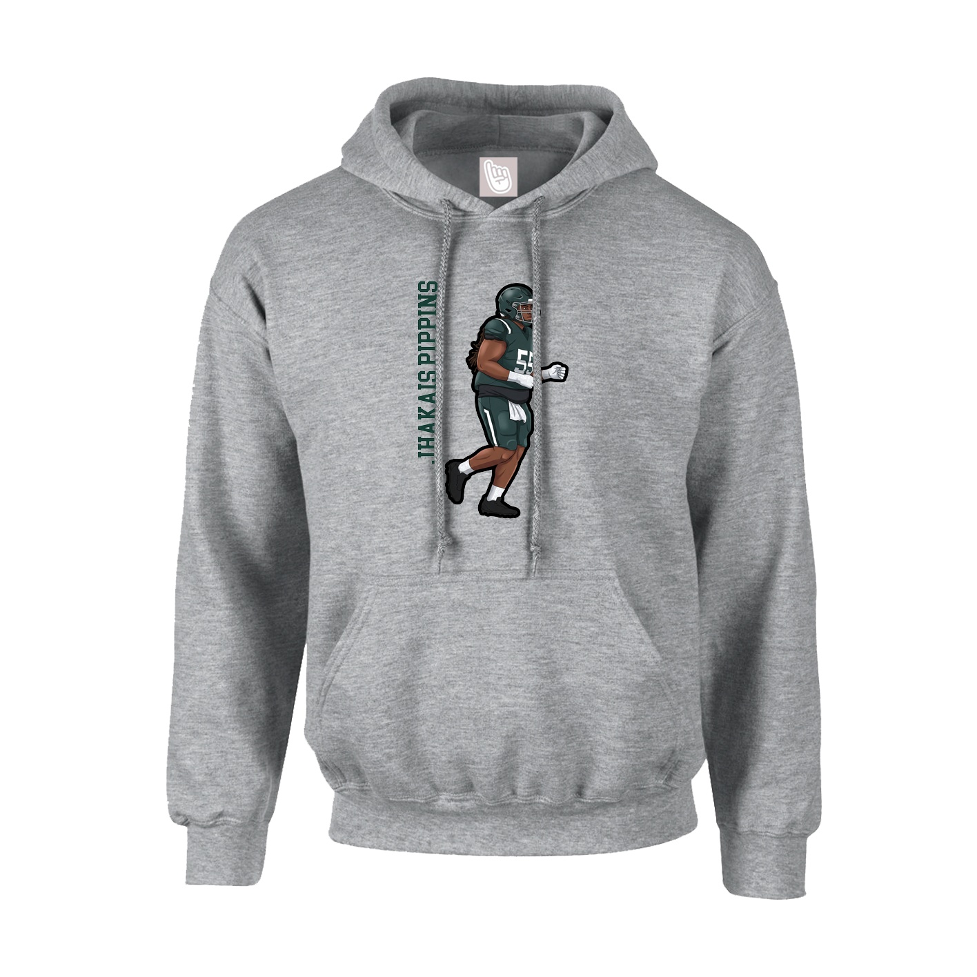 Youth Hoodie — Name Vertical in Grey