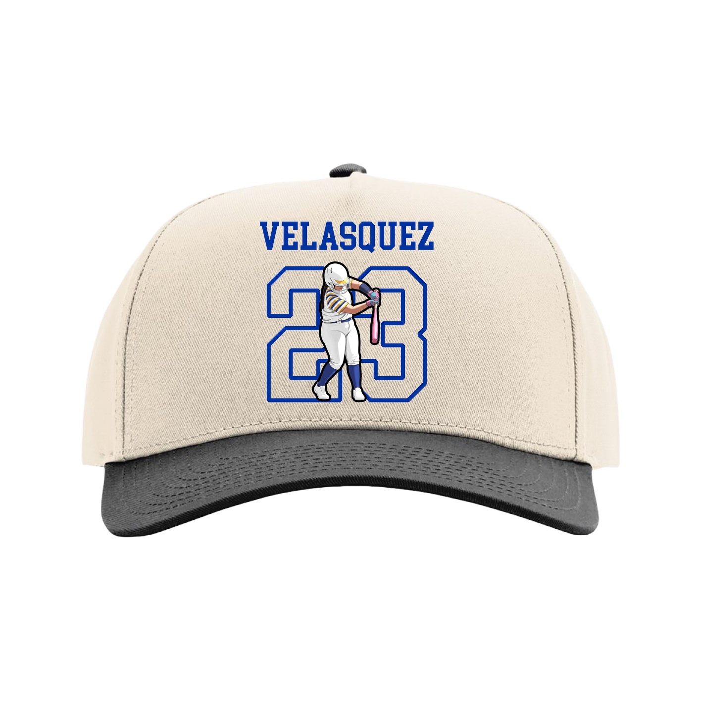 Full Fabric Five-Panel Champ Cap — Shirsey in Cream/Black