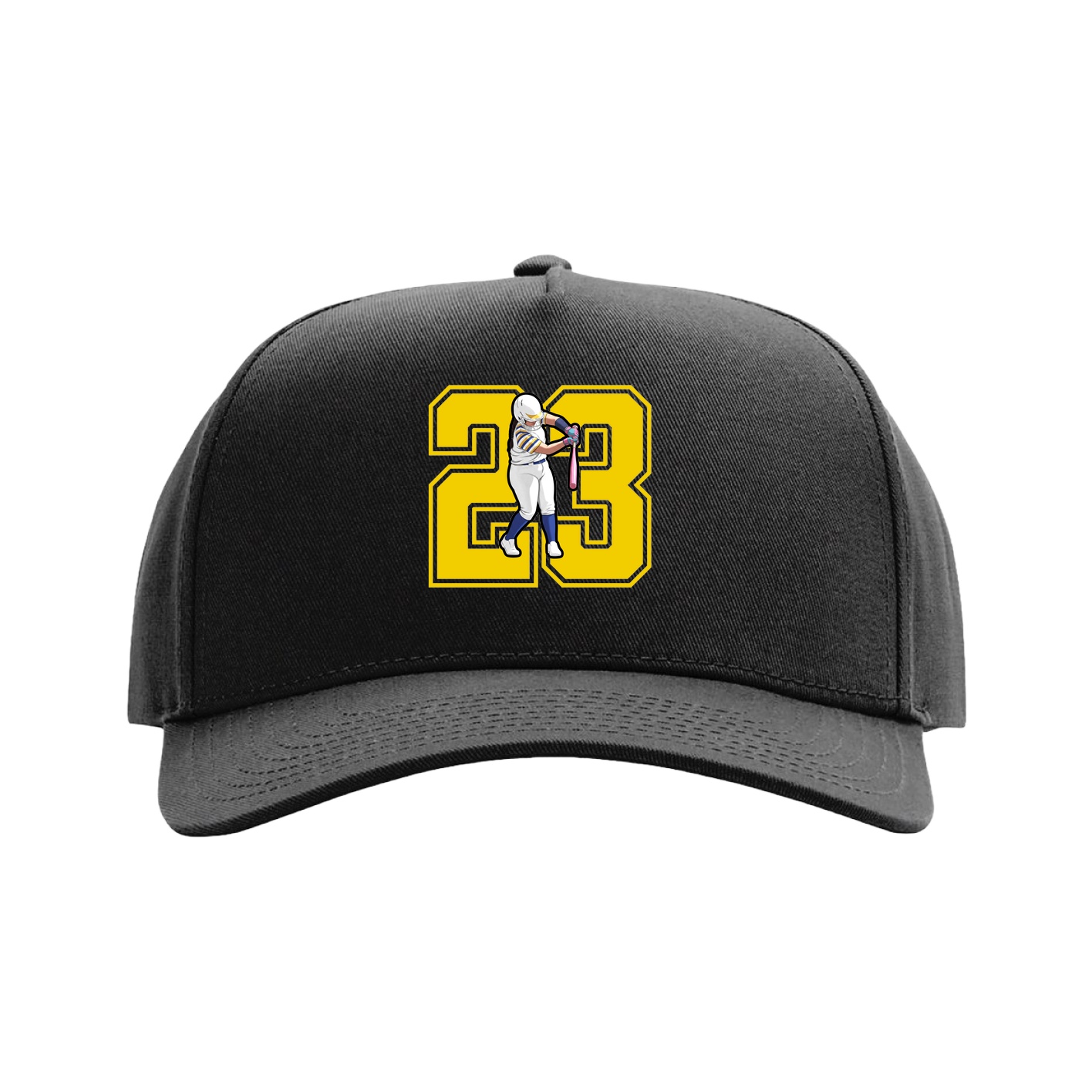 Full Fabric Five-Panel Champ Cap — Number in Black