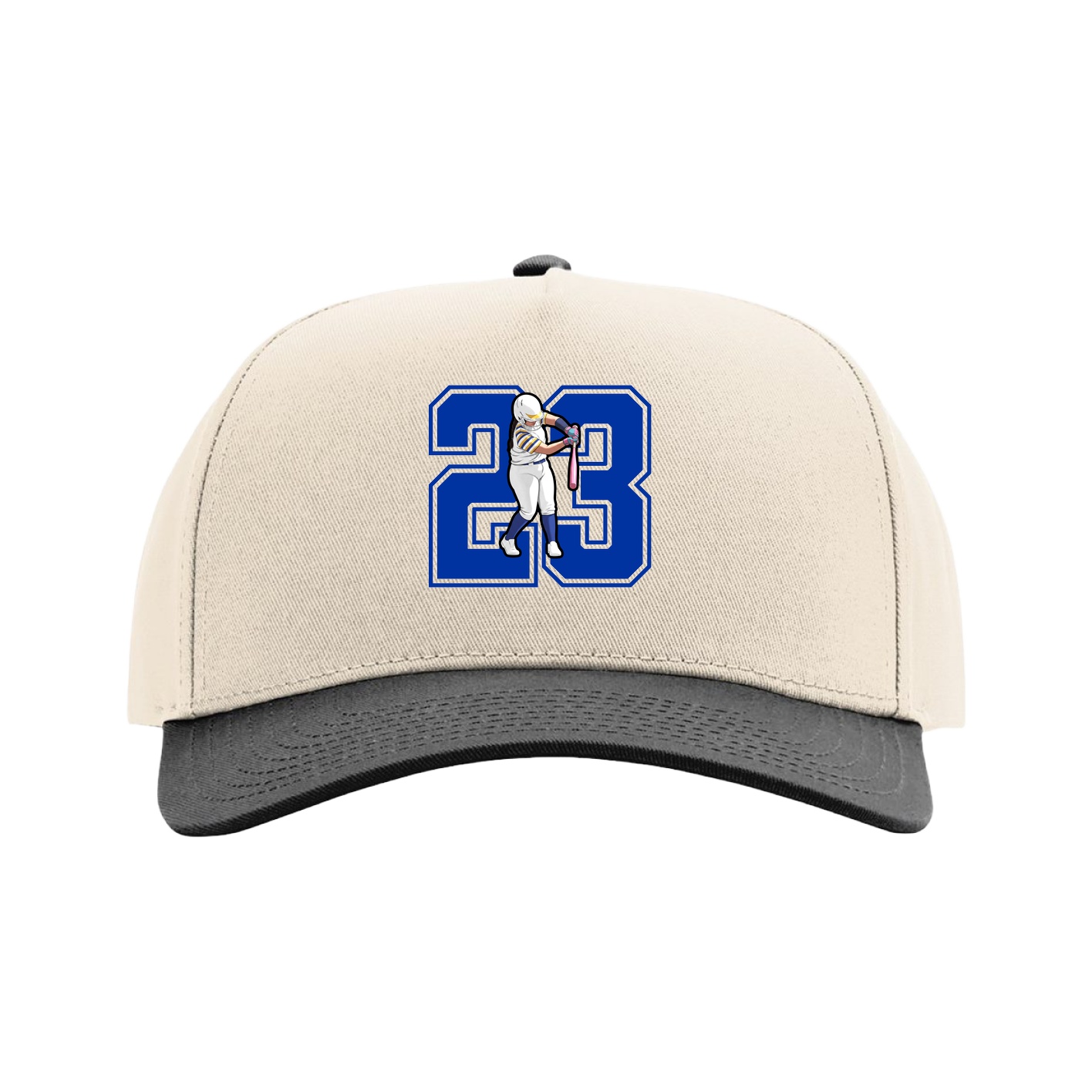 Full Fabric Five-Panel Champ Cap — Number in Cream/Black