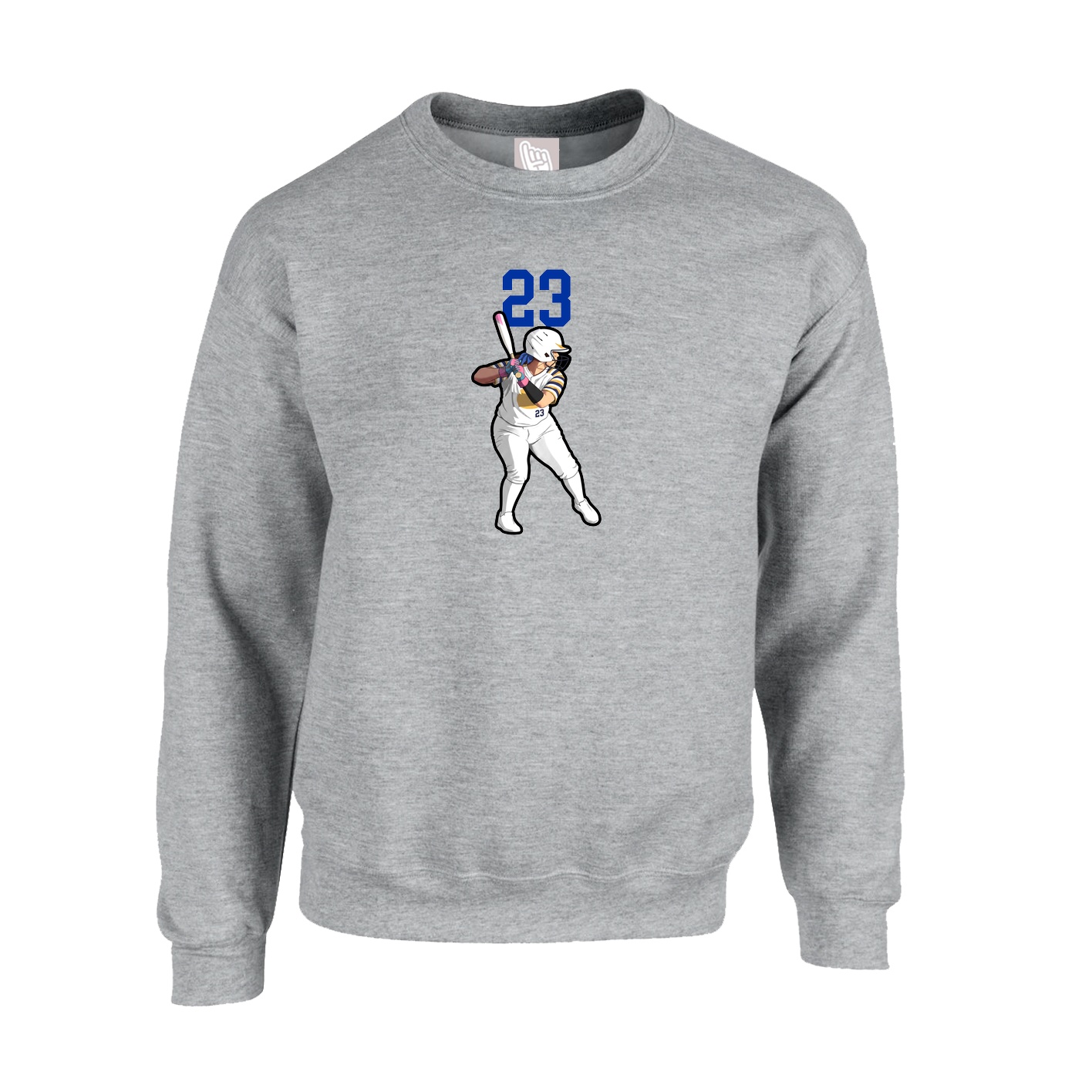 Fleece Crew — Number Top in Grey
