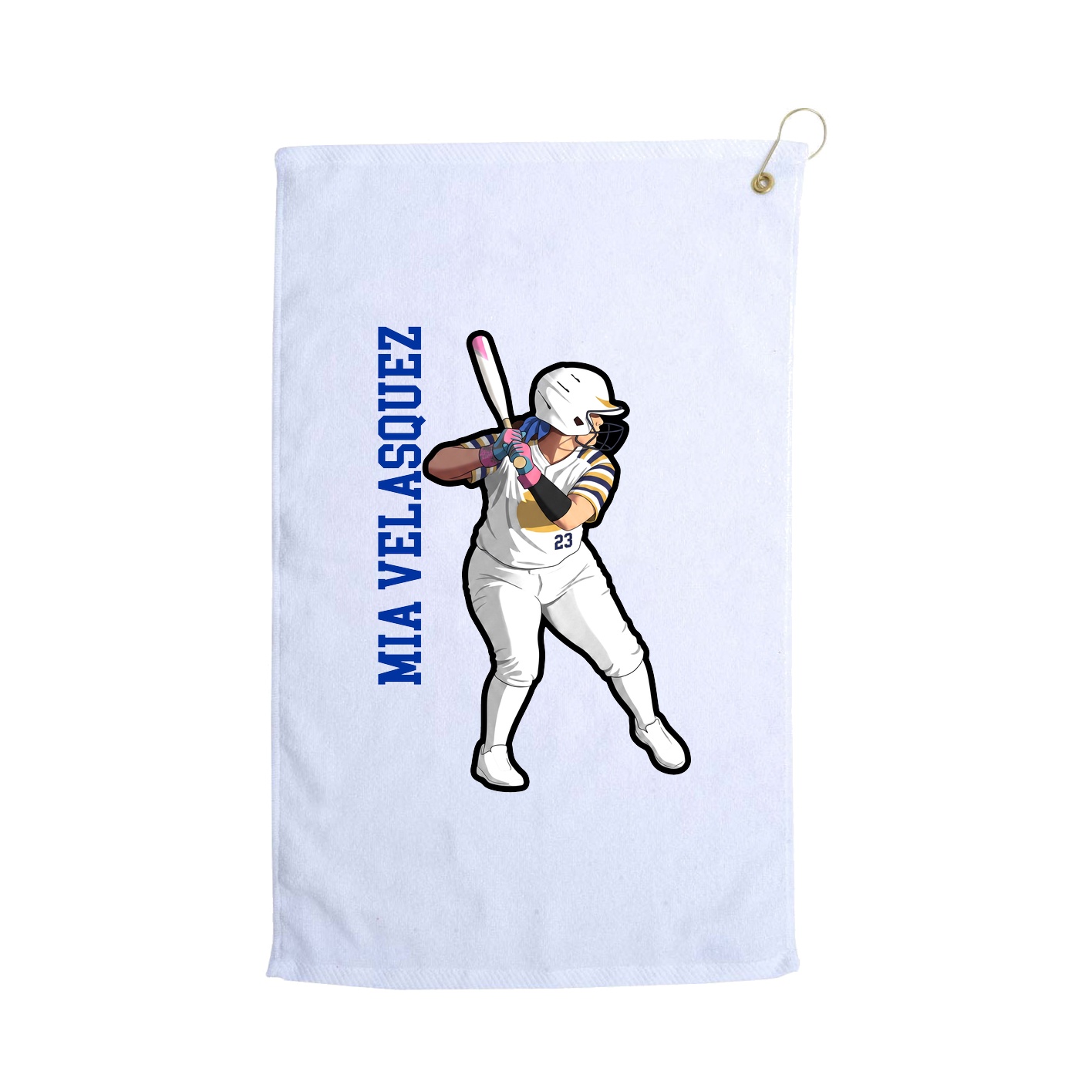 Golf Towel — Name Vertical in White