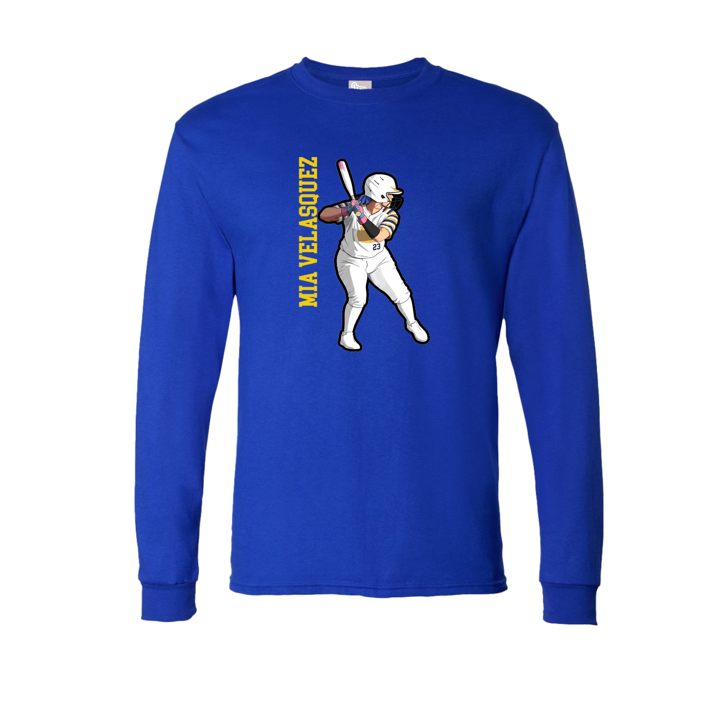 Long Sleeve Tee — Name Vertical in Royal
