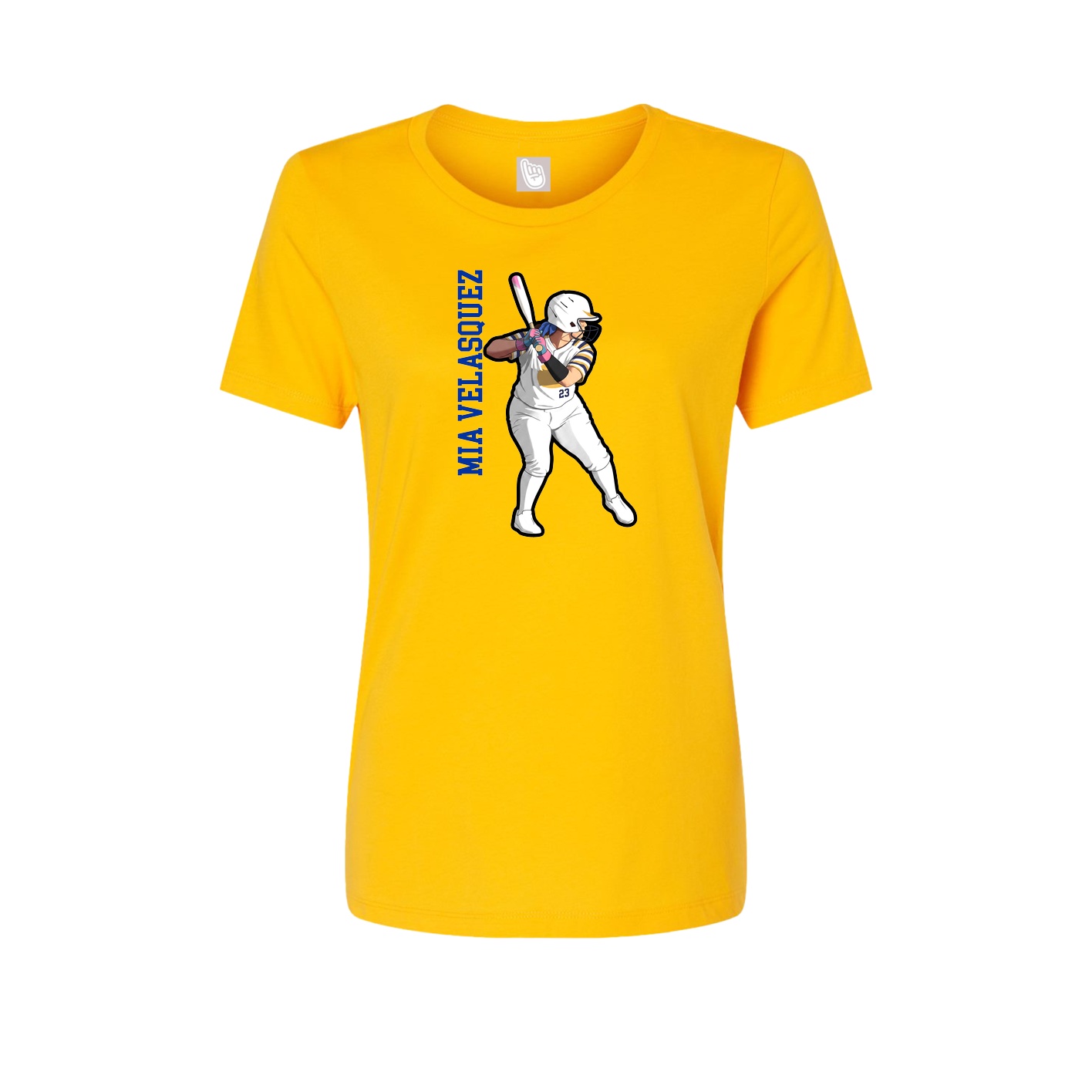 Womens Tee — Name Vertical in Gold
