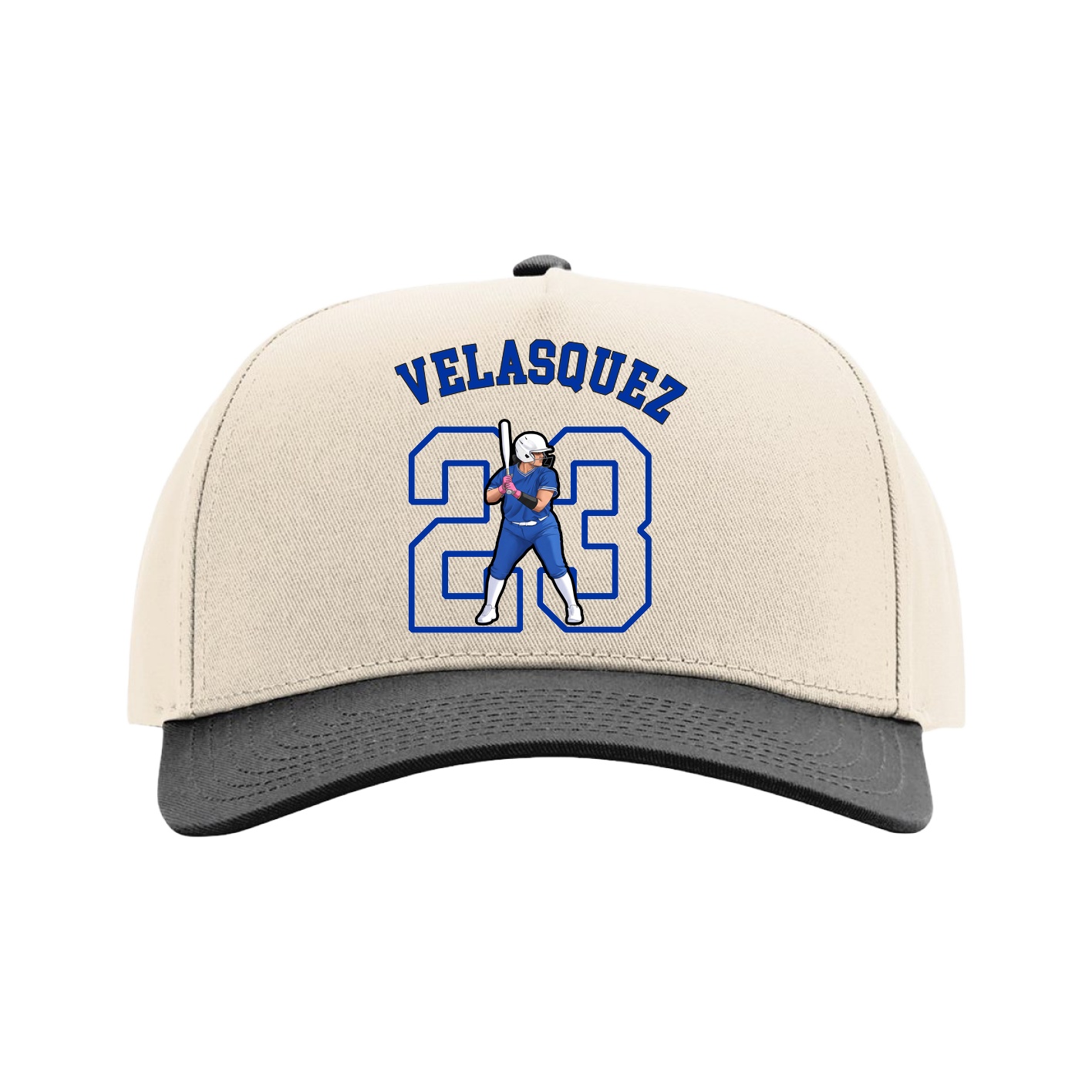 Full Fabric Five-Panel Champ Cap — Shirsey Arch in Cream/Black