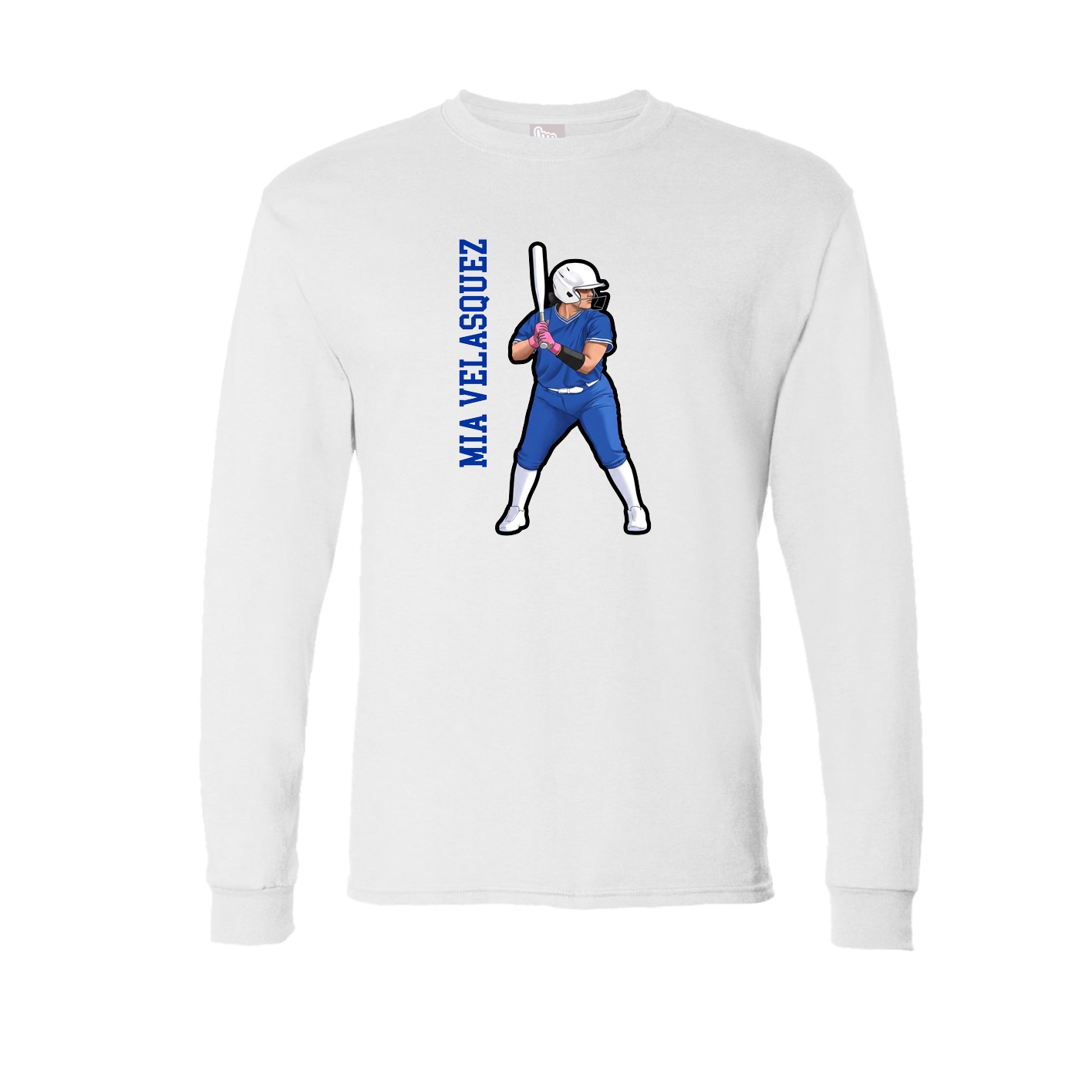 Long Sleeve Tee — Name Vertical in White