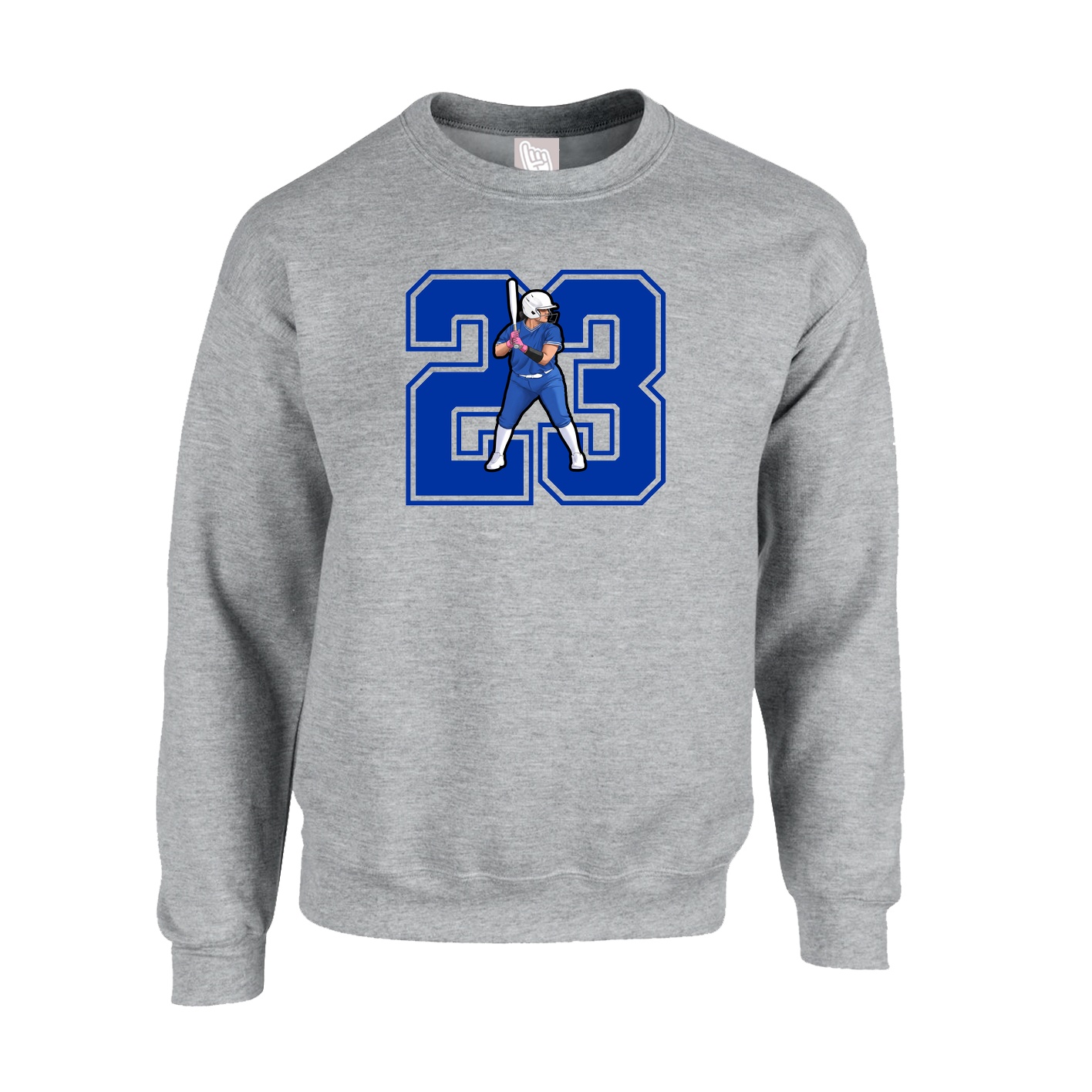 Fleece Crew — Number in Grey