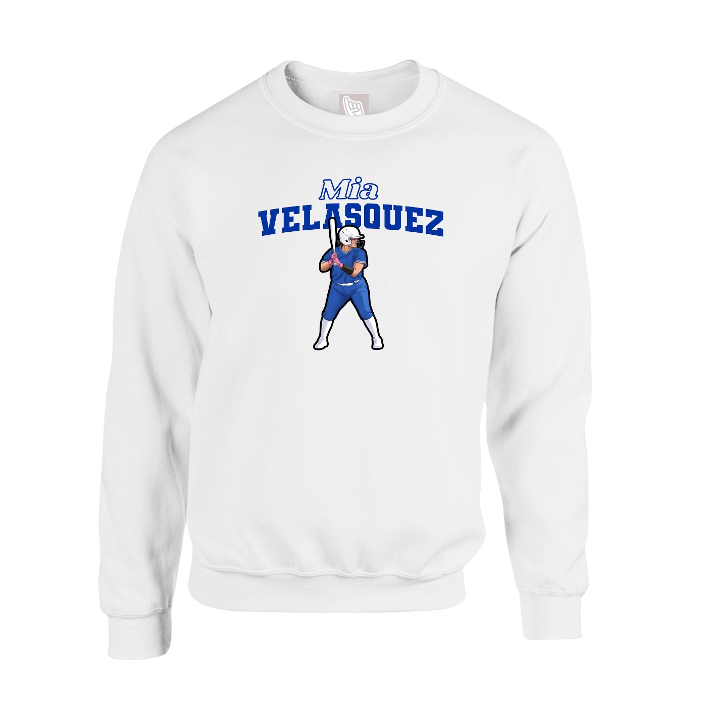 Fleece Crew — Name Arch in White