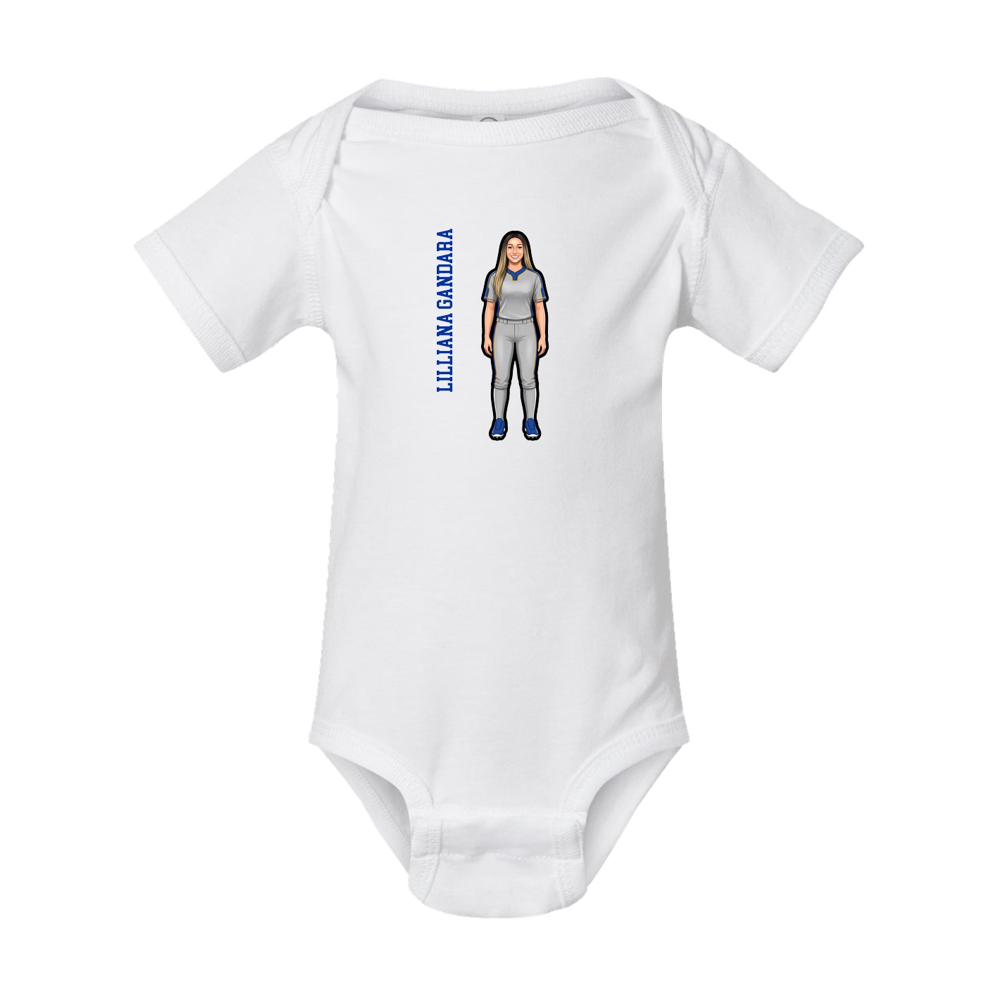 Baby Onesie — Name Vertical in White