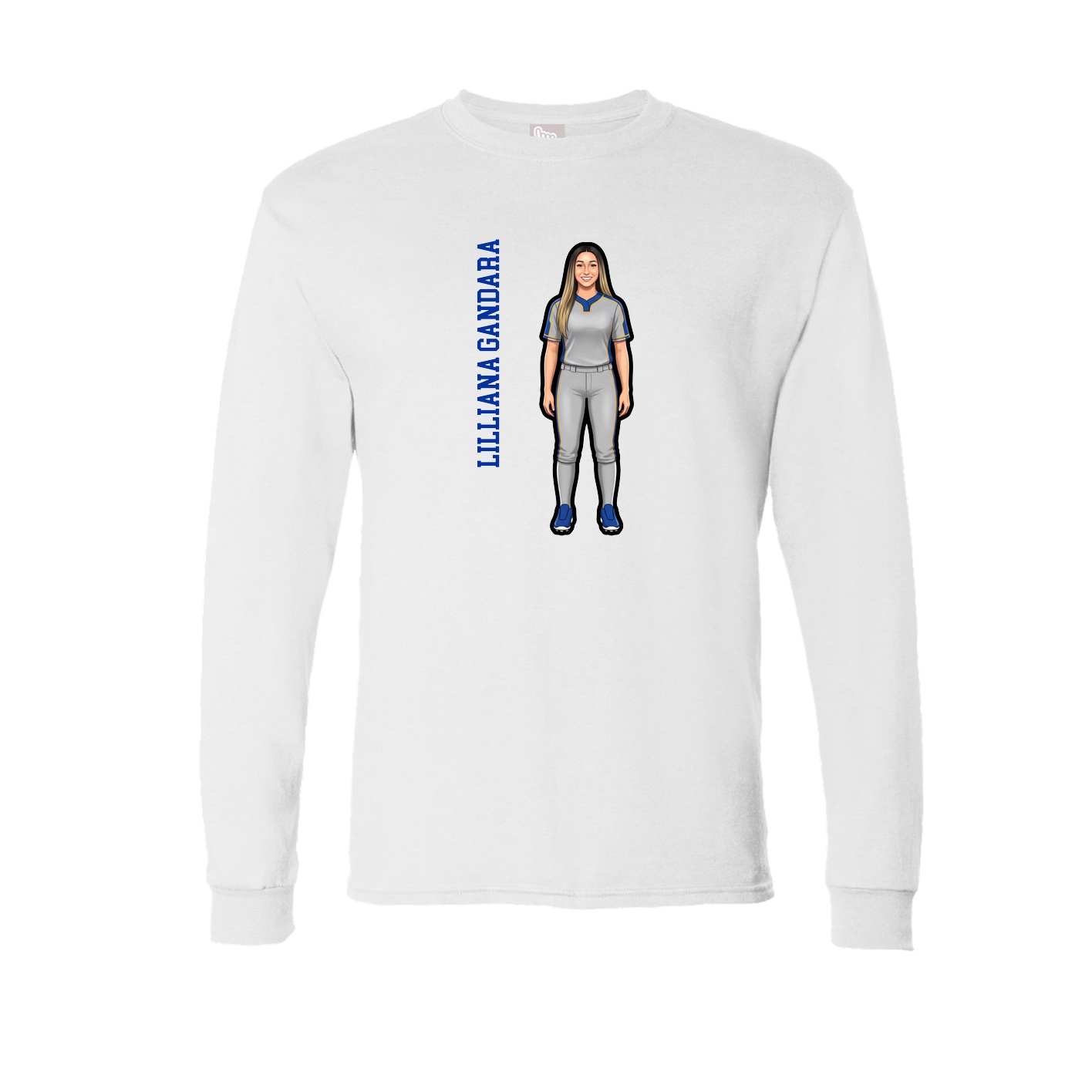 Long Sleeve Tee — Name Vertical in White