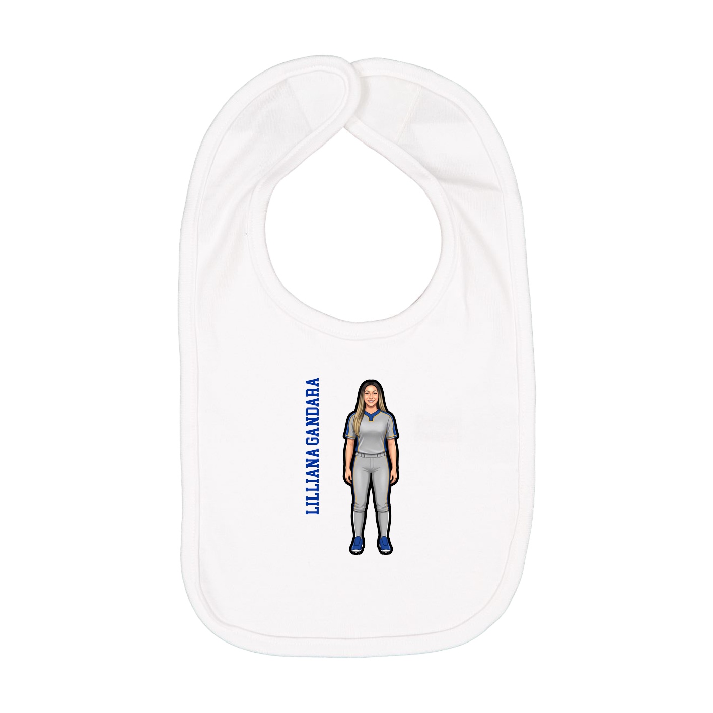 Infant Bib — Name Vertical in White