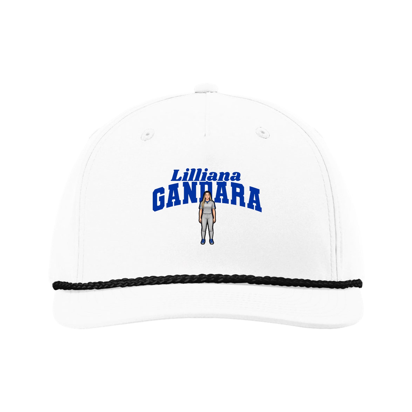 Five-Panel Classic Rope Cap — Signature Arch in White
