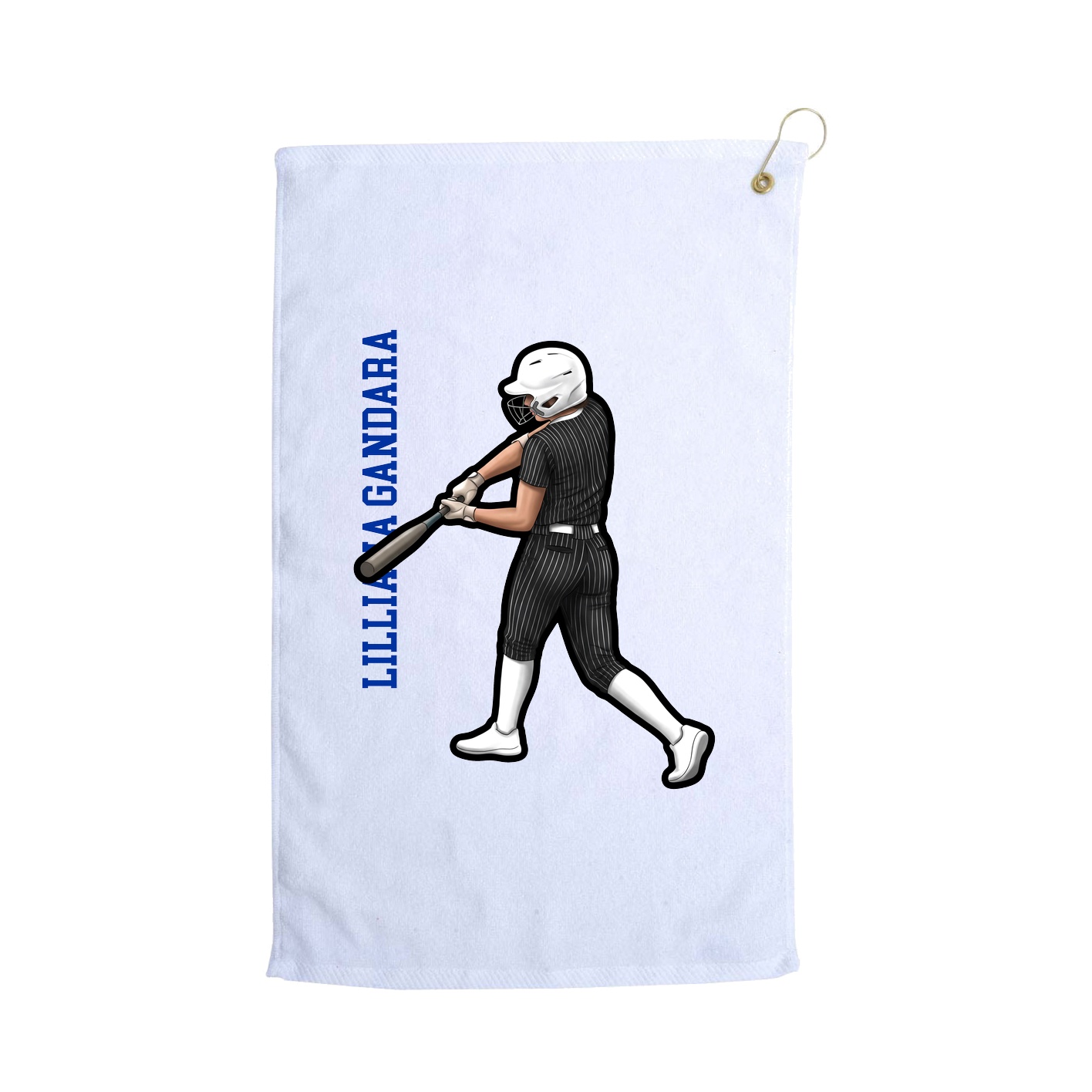 Golf Towel — Name Vertical in White
