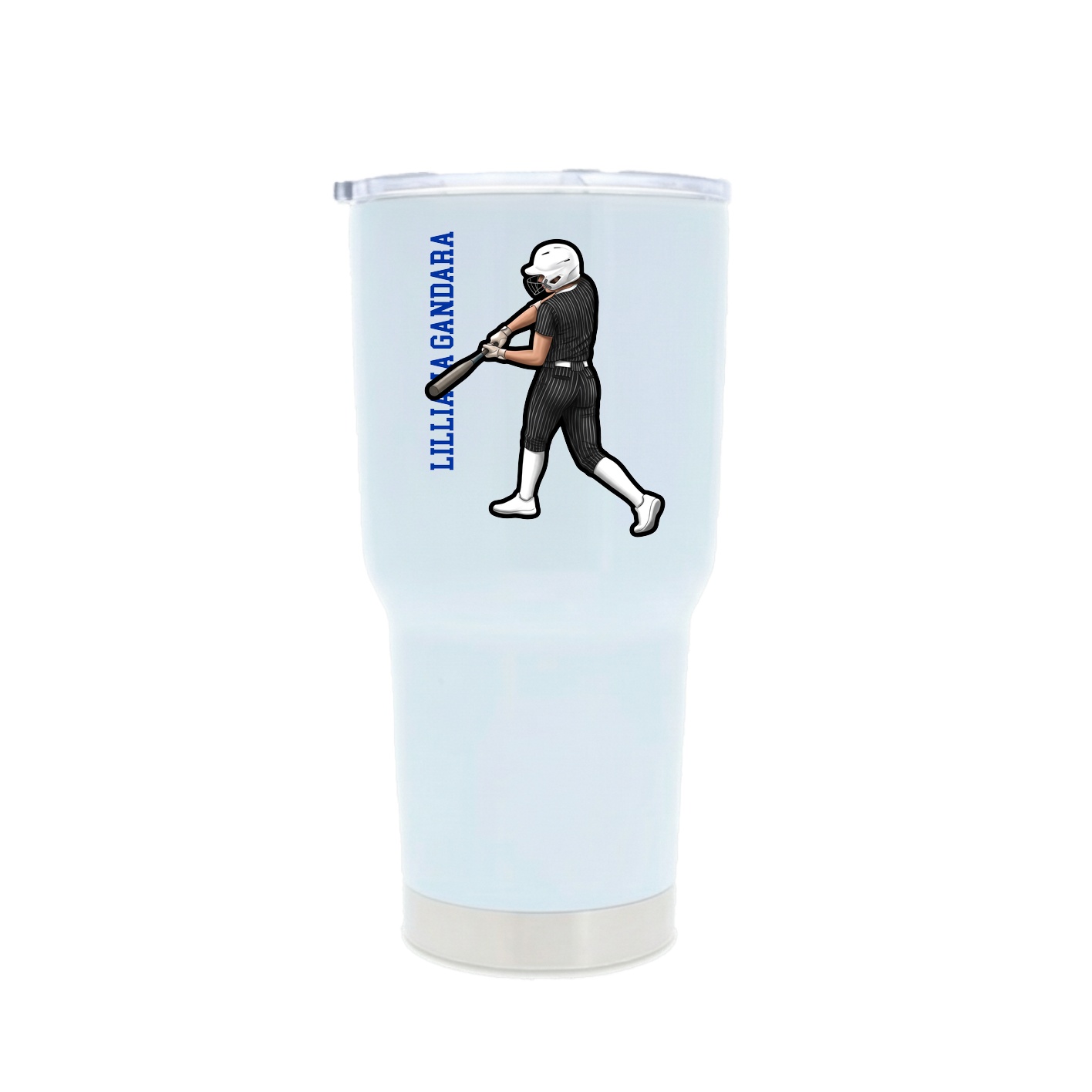 30oz Stainless Steel Tumbler — Name Vertical in White
