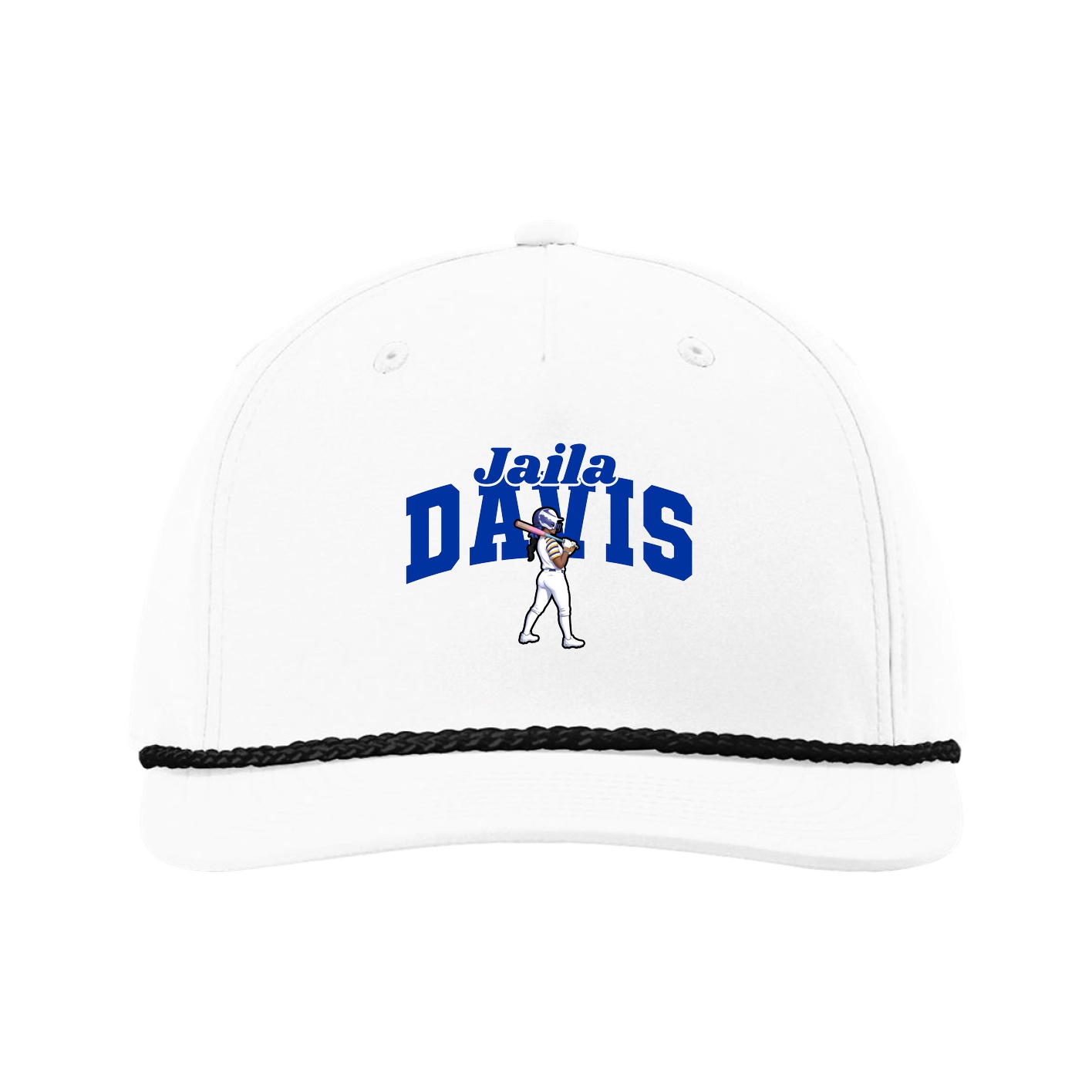 Five-Panel Classic Rope Cap — Signature Arch in White