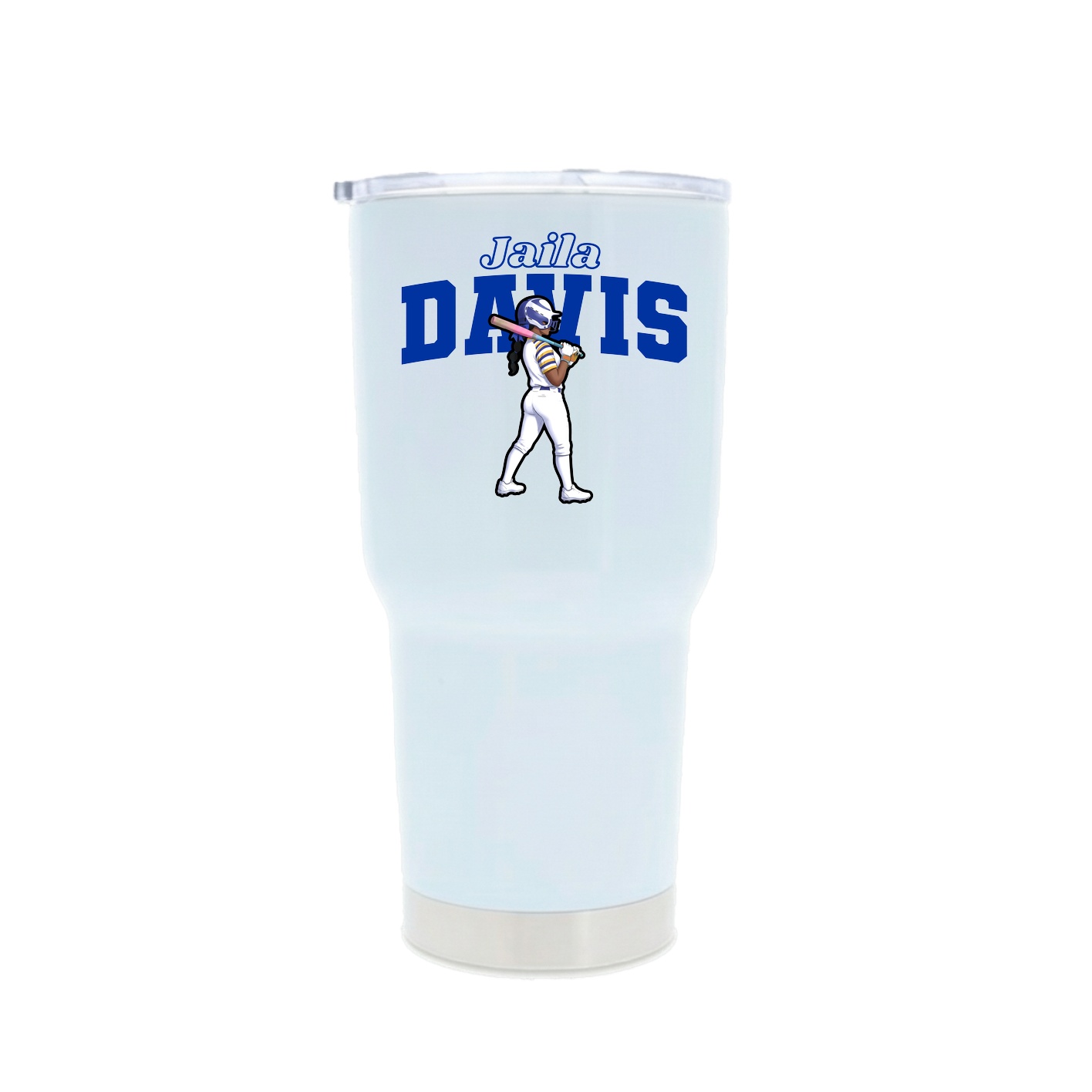 30oz Stainless Steel Tumbler — Name Arch in White