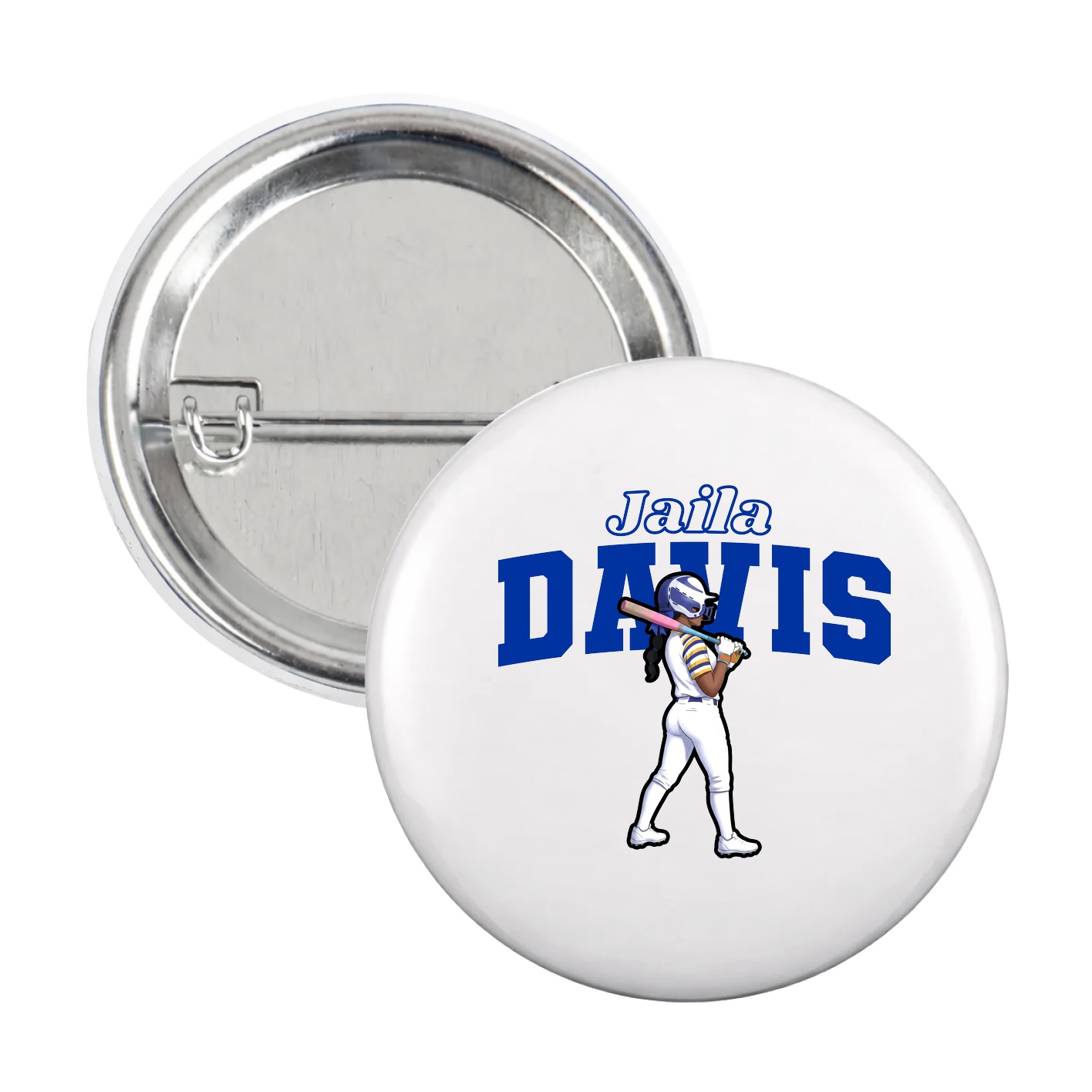 Game Day Button — Name Arch in White