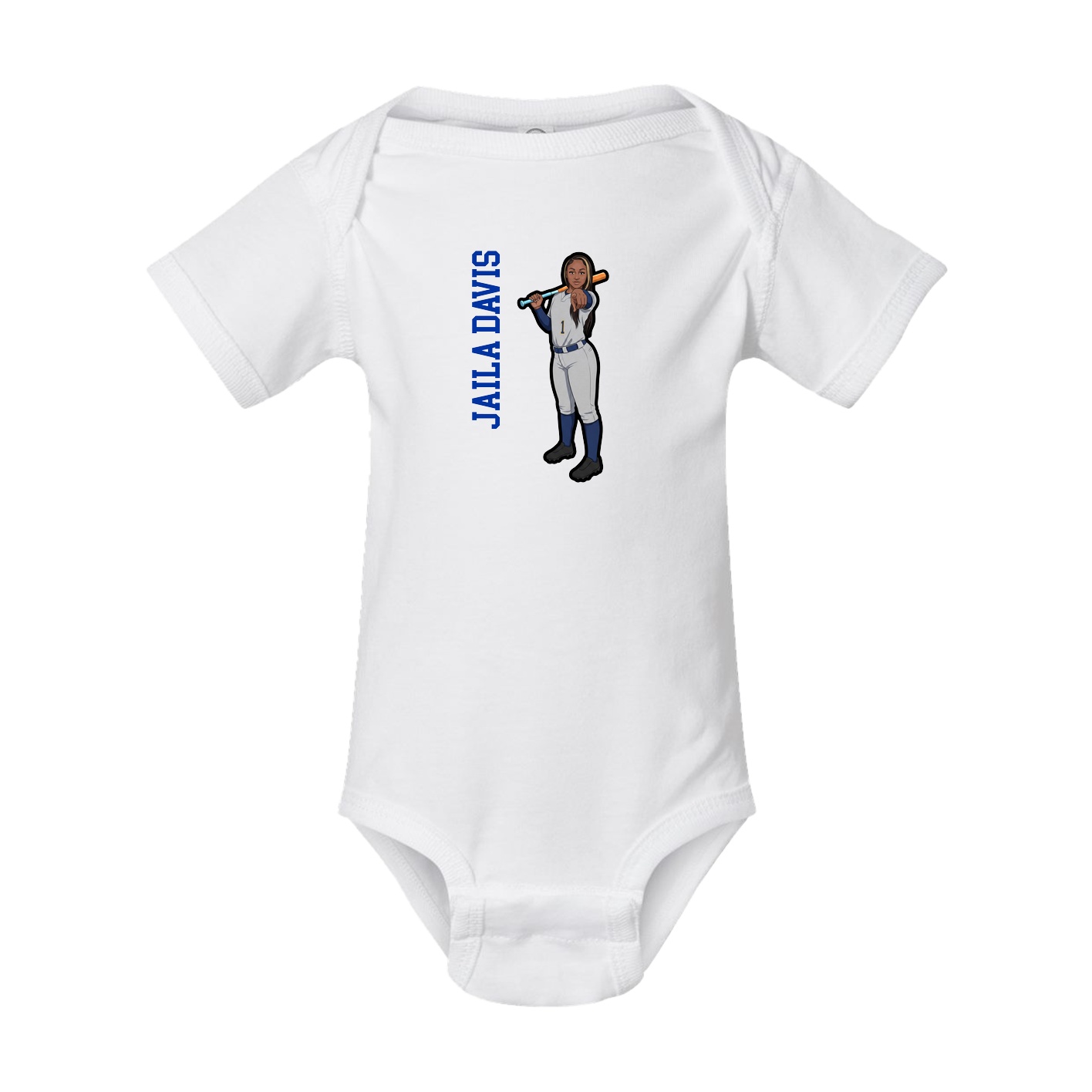 Baby Onesie — Name Vertical in White