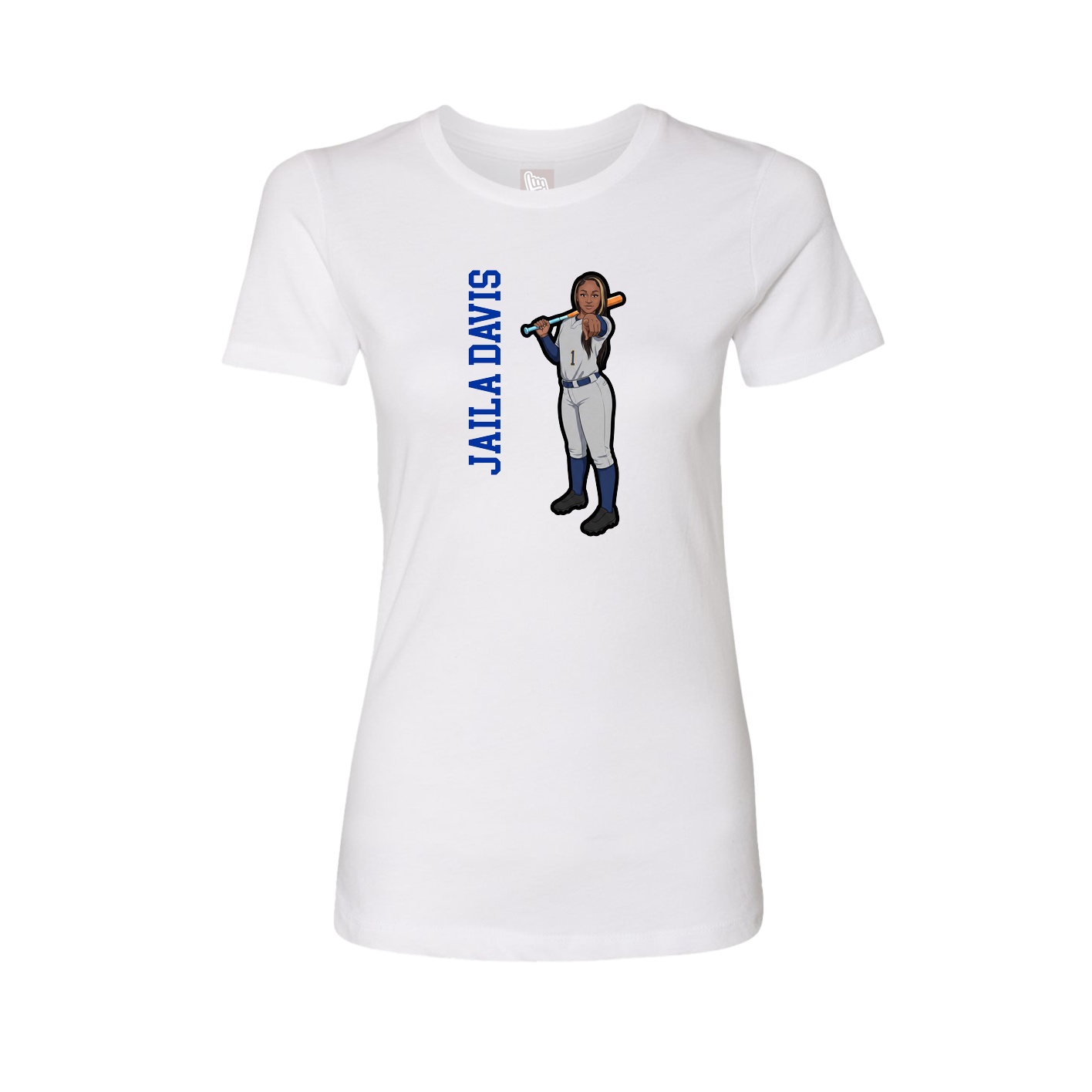 Fitted Women's Tee — Name Vertical in White