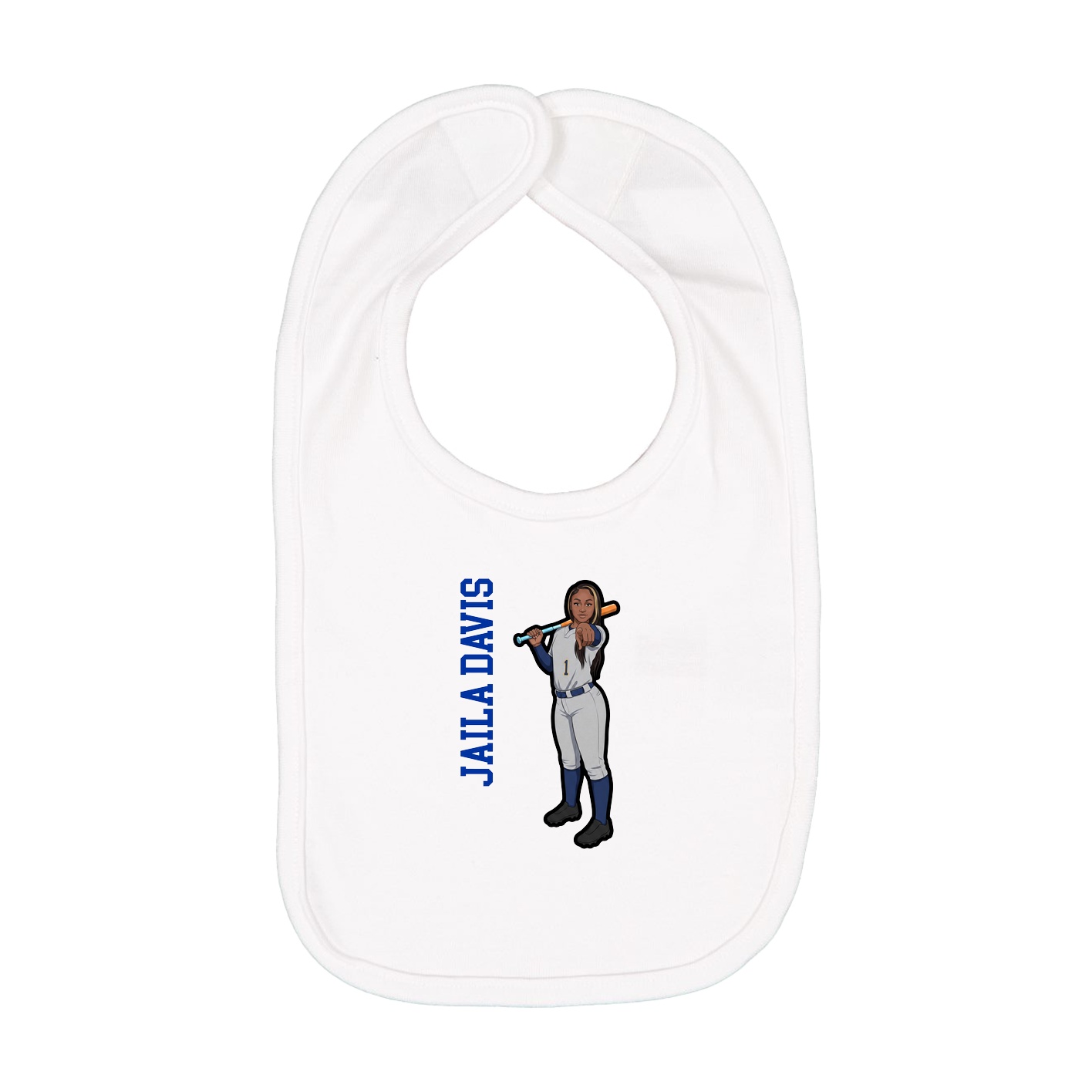 Infant Bib — Name Vertical in White