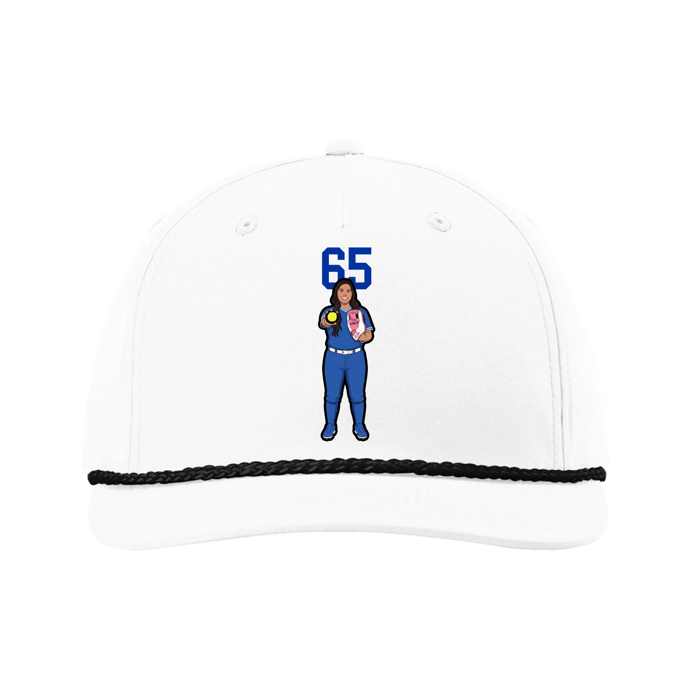 Five-Panel Classic Rope Cap — Number Top in White