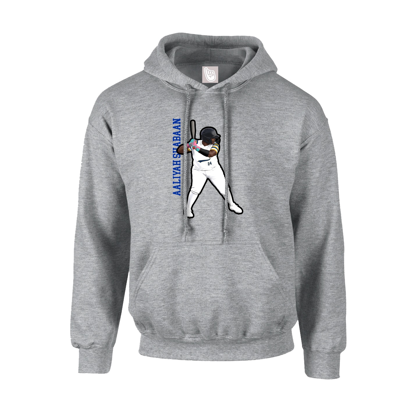 Hoodie — Name Vertical in Grey