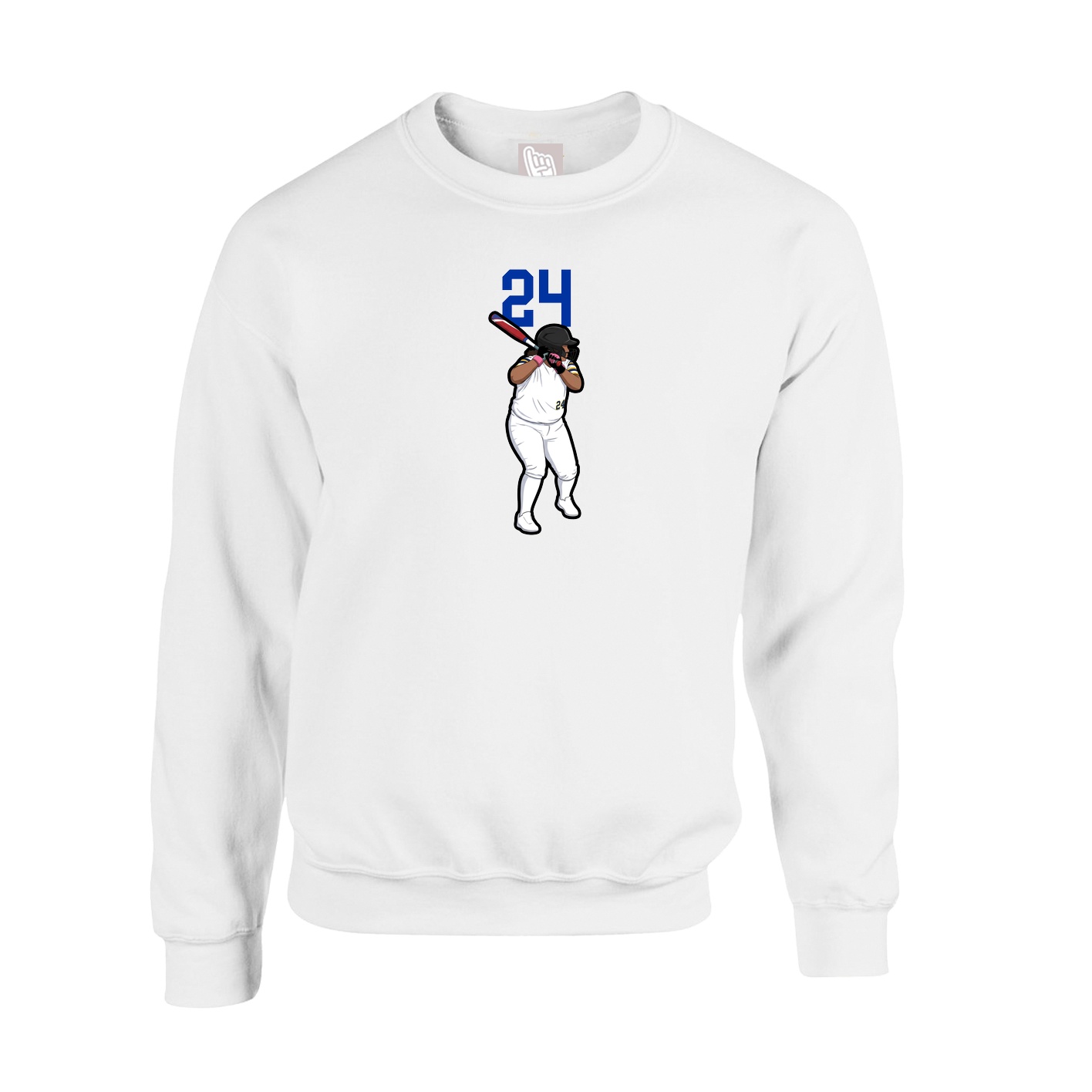 Fleece Crew — Number Top in White