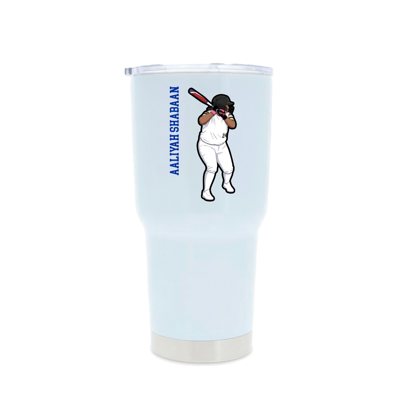 30oz Stainless Steel Tumbler — Name Vertical in White