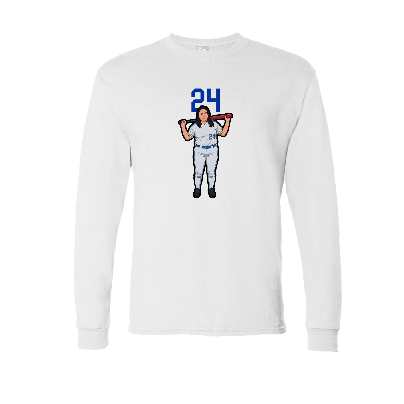 Long Sleeve Tee — Number Top in White